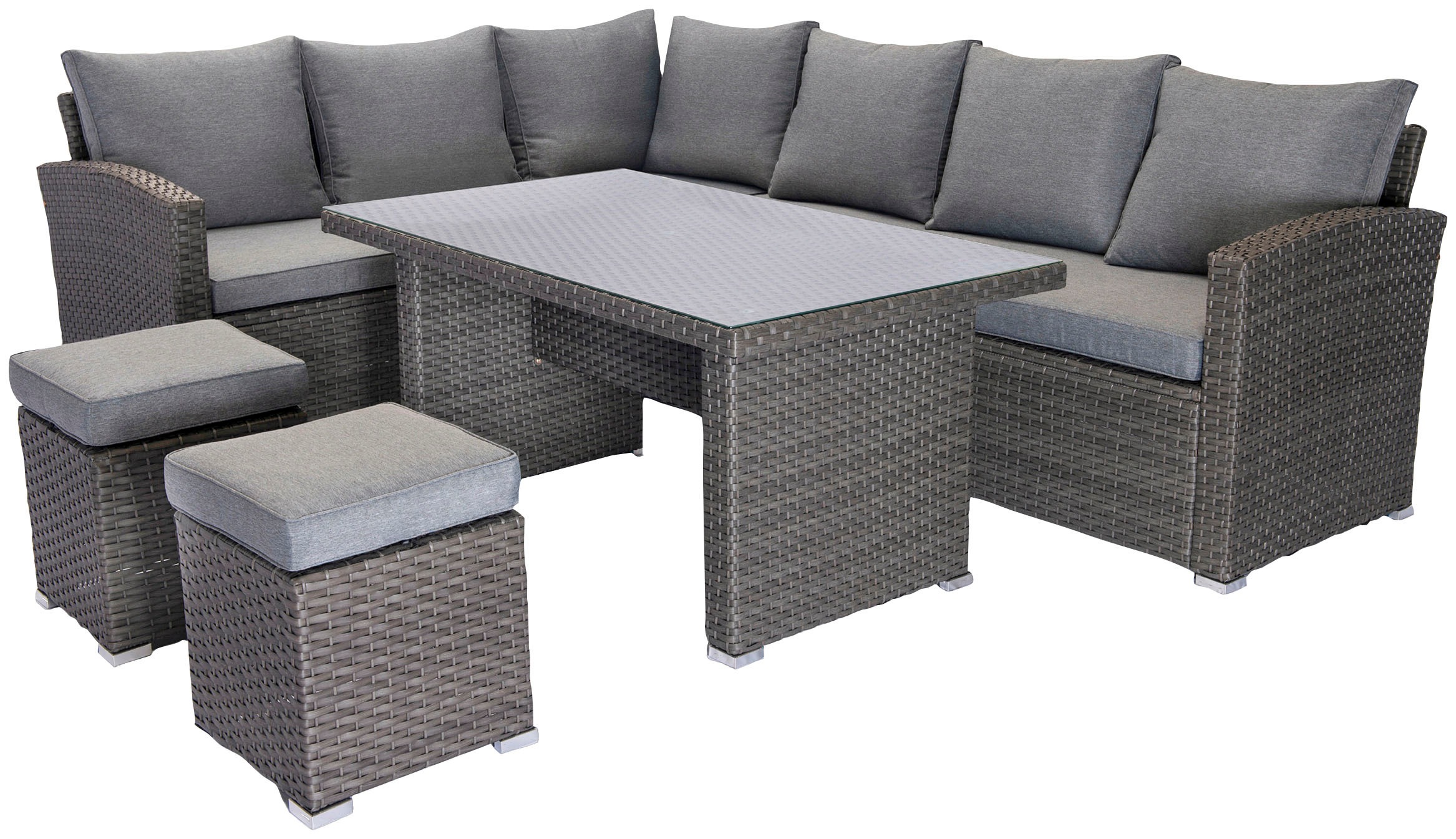 KONIFERA Gartenlounge-Set »London« Set, 2x3er Sofa, 2x Hocker, 1x Tisch 140 günstig online kaufen