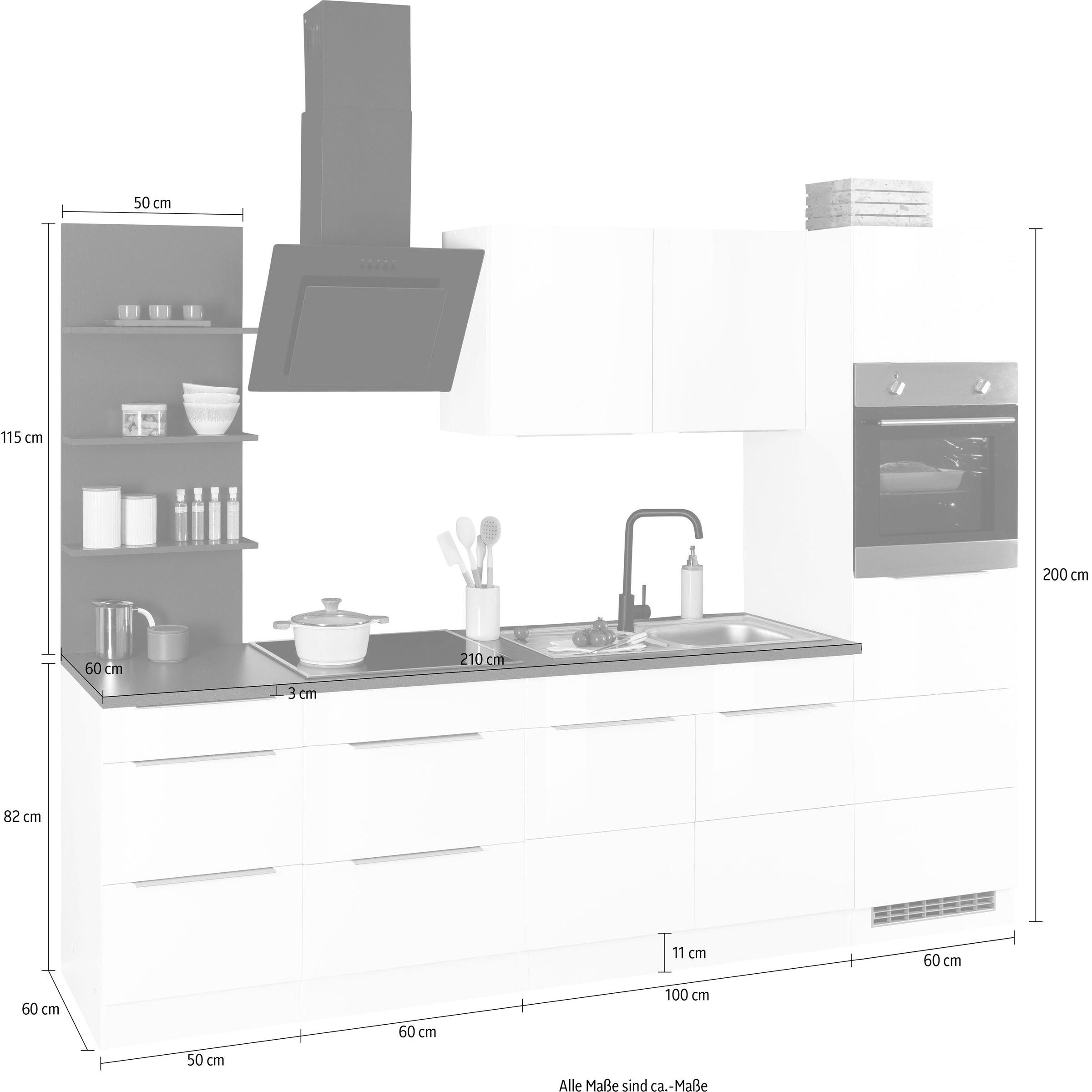 HELD MÖBEL Küchenzeile »Brindisi«, mit bestellen cm 270 E-Geräten, online Breite