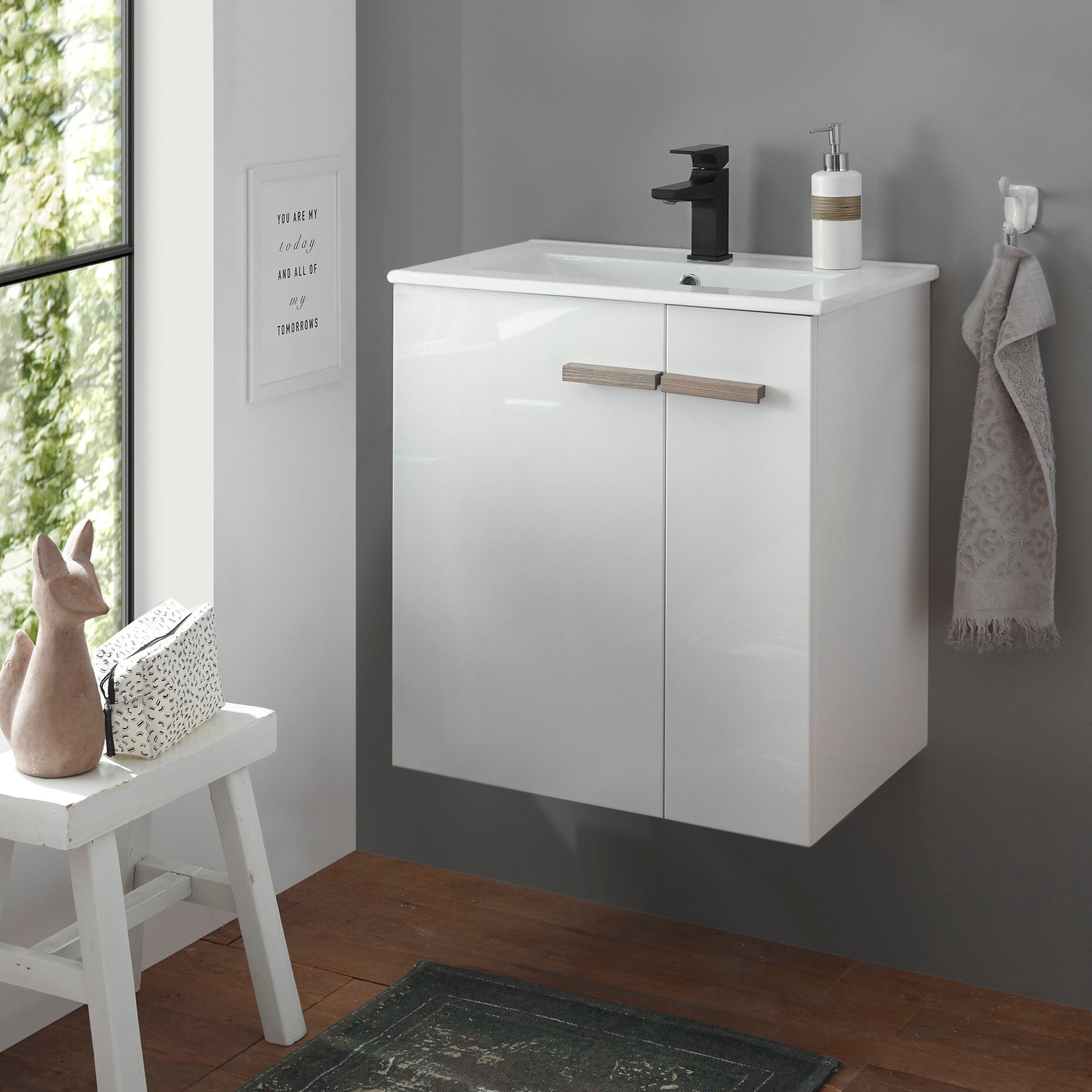 Places of Style Waschtisch »SOLiD, Unterschrank inkl. Waschbecken, Badschra günstig online kaufen