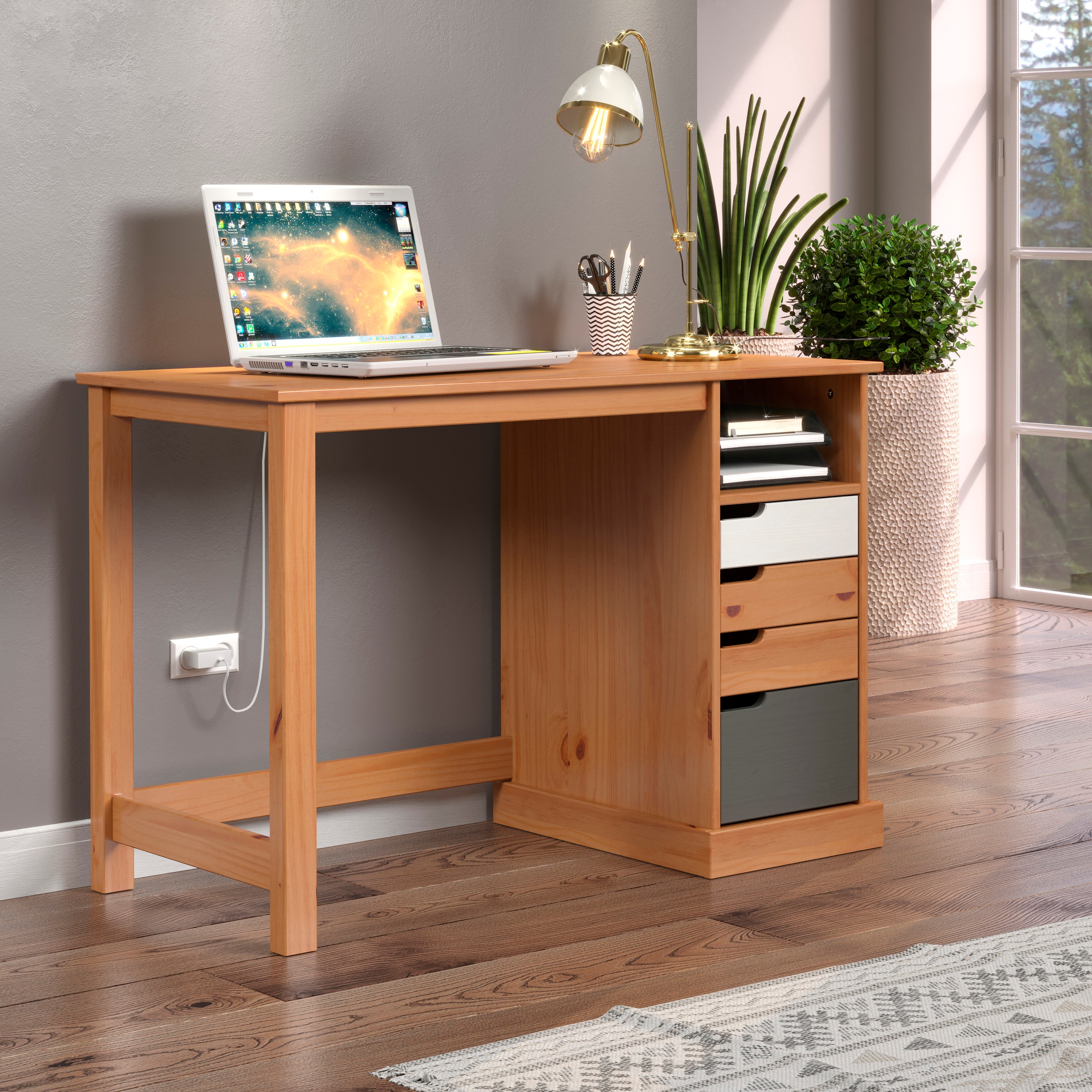 INTER-FURN Schreibtisch »Mestre«, praktisch und aus massivem Kiefernholz