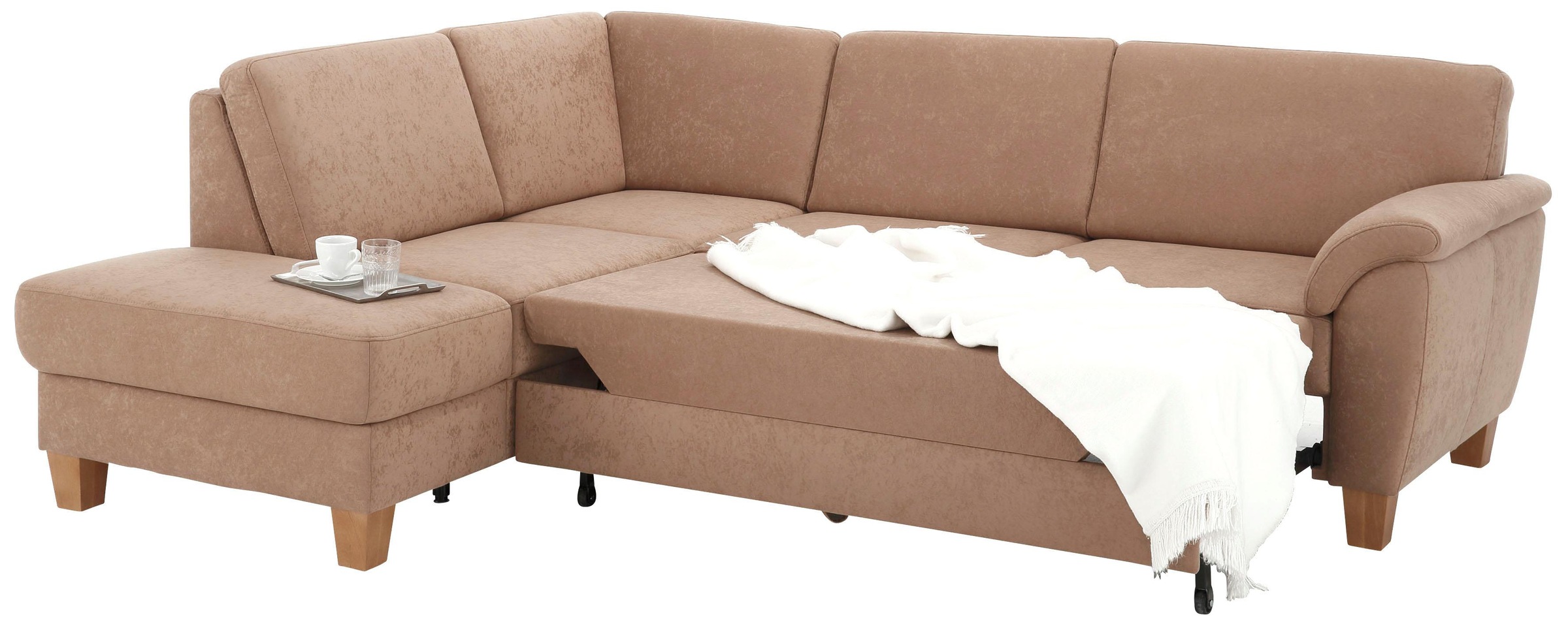 Home affaire Ecksofa »Alta L-Form«, mit Federkern und Kontrastnaht, Füße Buche eichefarben