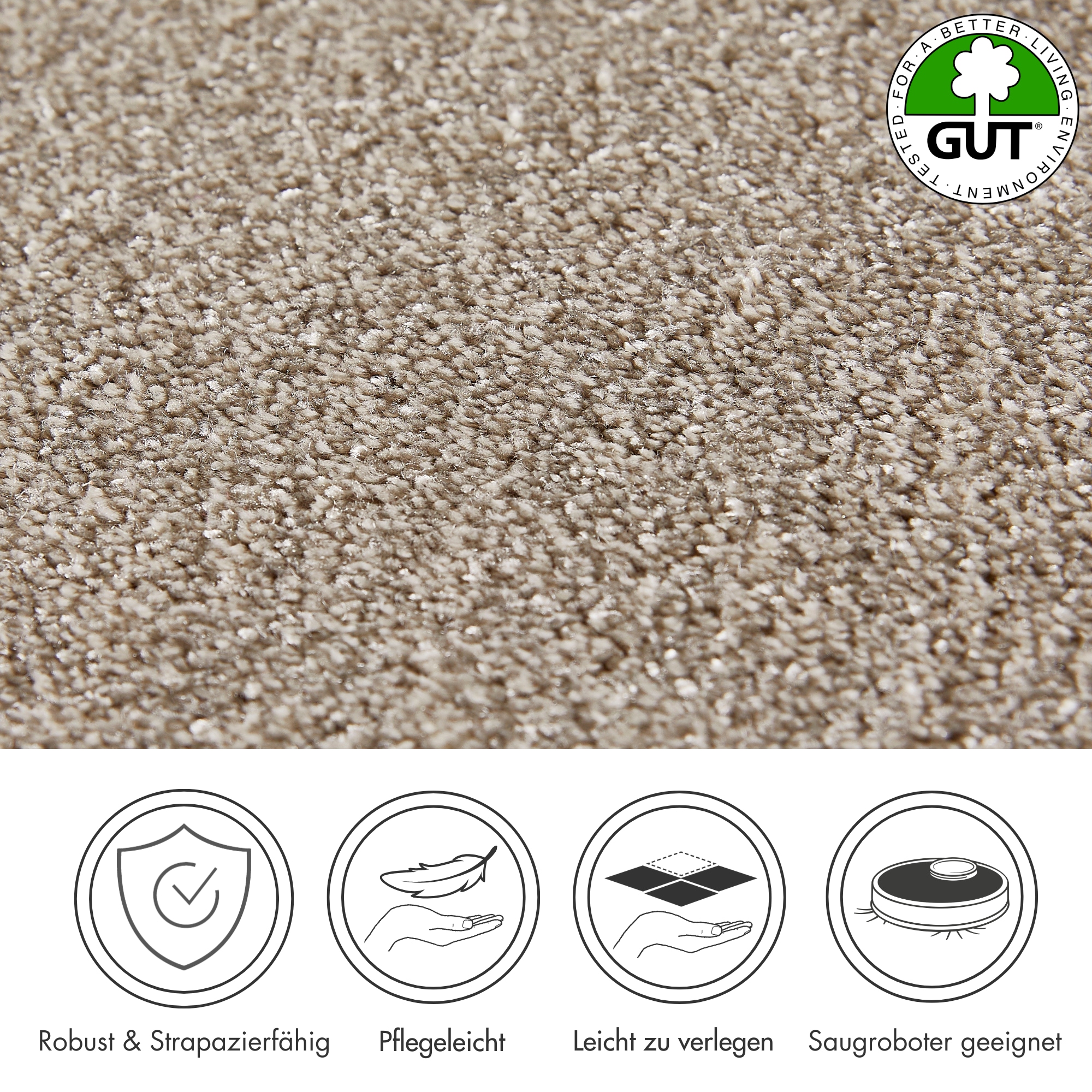 Andiamo Teppichboden »Verona, Velours, Made in Belgium«, rechteckig, 6 mm Höhe, Uni Farben, Breite 400 cm oder 500 cm, strapazierfähig, pflegeleicht