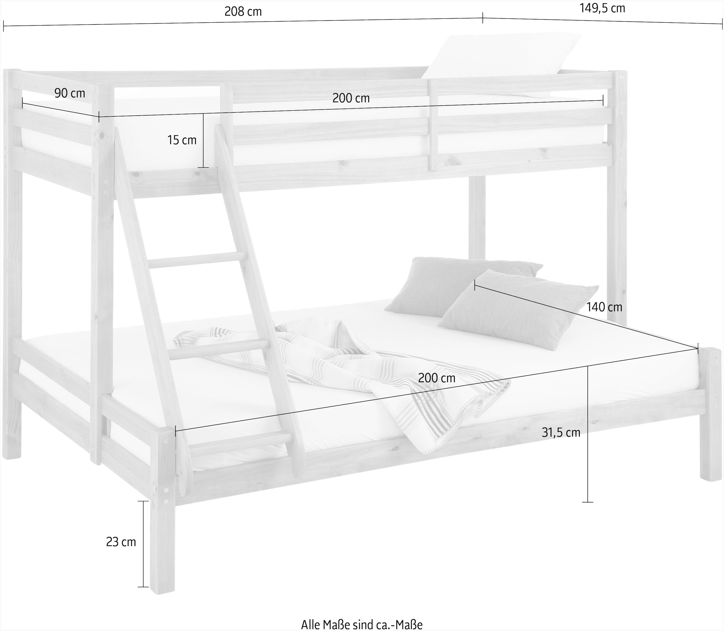 Lüttenhütt Kinderbett »Alpi«, mit 2 Schlafgelegenheiten, inklusive Lattenrost und Leiter