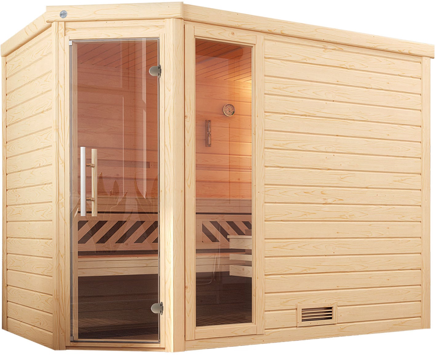 Weka Massivholzsauna Turku 3 Sparset 9 kW BioS Glastür/Fenster günstig online kaufen