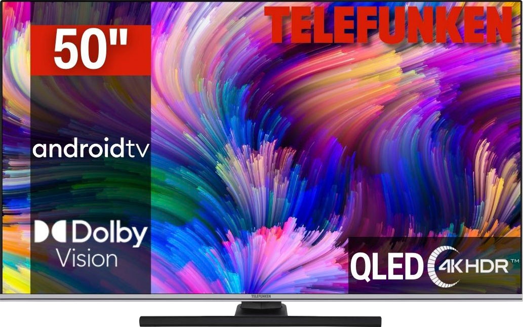 TELEFUNKEN QLED-Fernseher »D50Q701X2CW« 126 cm/50 ′′ Android TV Smart-TV schwarz Dolby Vision, Dolby Atmos