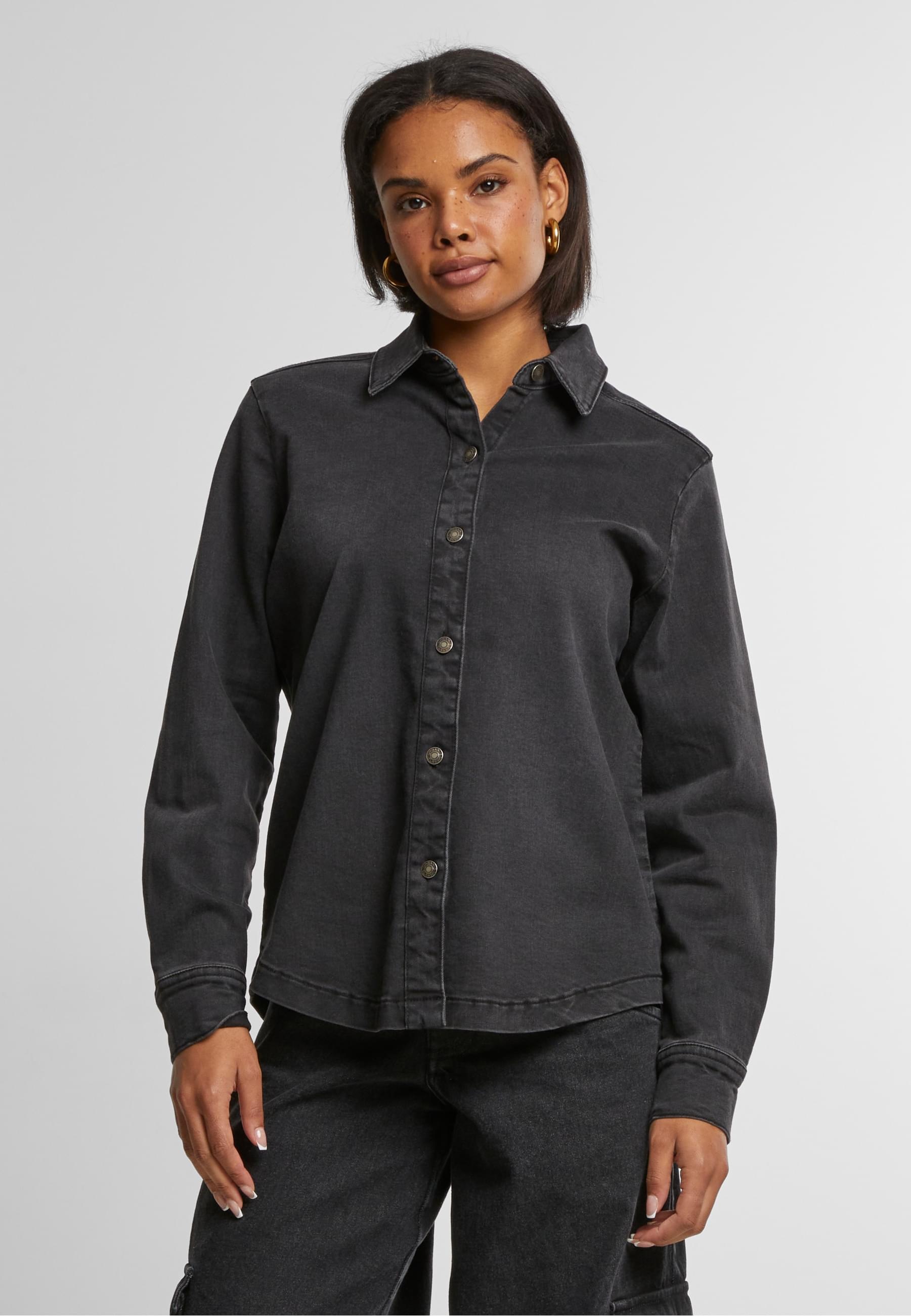 URBAN CLASSICS Langarmhemd »Urban Classics Ladies Denim Shirt«