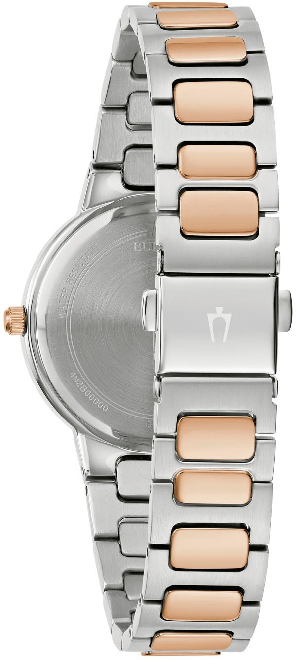 Bulova Quarzuhr, Armbanduhr, Damenuhr, Edelstahlarmband, analog