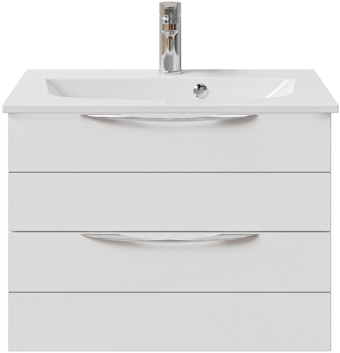Saphir Badmöbel-Set »Serie 6025 2-teilig Mineralmarmor-Waschtisch mit LED-Spiegelschrank«, (2 St.), Waschplatz 67 cm breit, 2 Schubladen, 2 Spiegel-Türen, inkl Türdämpfer