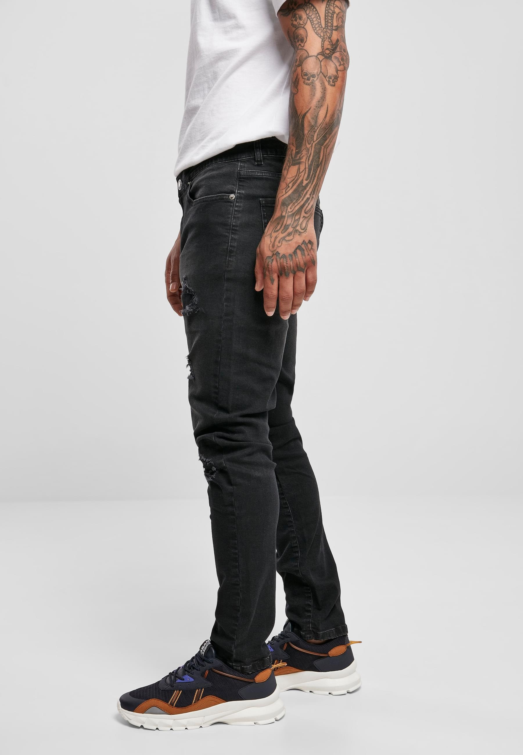 URBAN CLASSICS Bequeme Jeans »Urban Classics Herren Heavy Destroyed Slim Fit Jeans« 1 Stk.