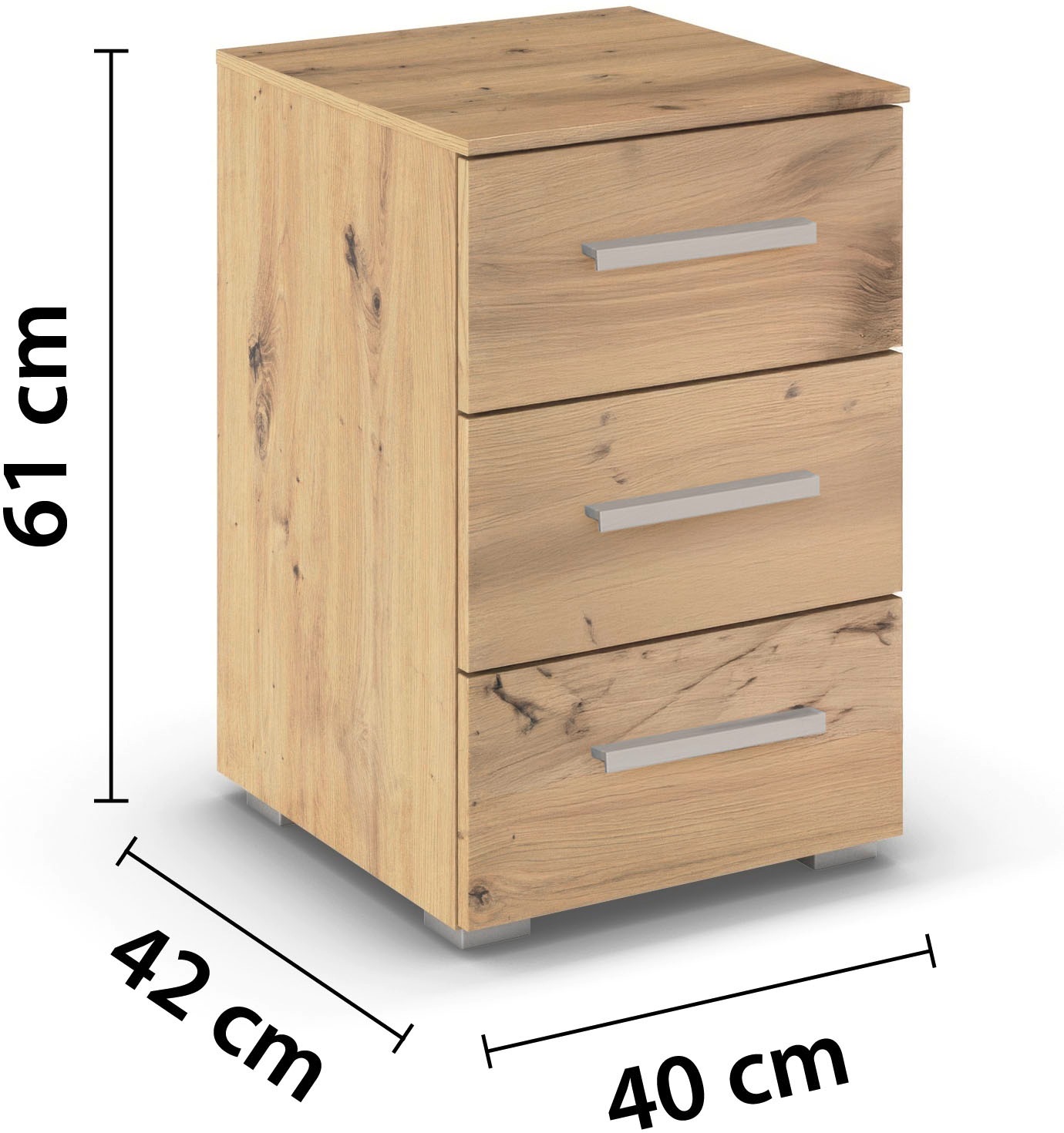 rauch Nachtkommode »Nachttisch Nachtkonsole Nachtschrank KOLUNA mit Dekorfront« mit 3 geräumigen Schubladen für viel Stauraum MADE IN GERMANY