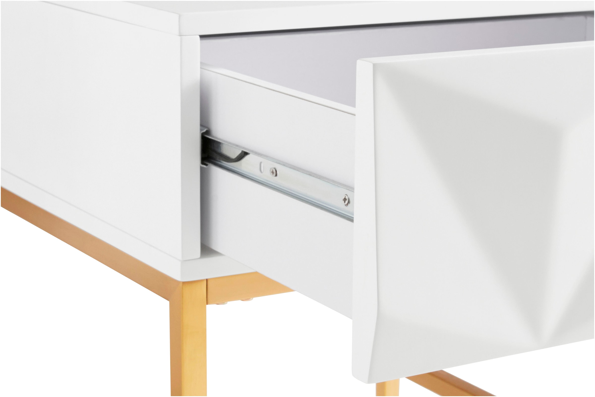 Leonique Konsolentisch »Alais« in 3D-Optik, mit zwei Schubladen und goldfarbenem Gestell