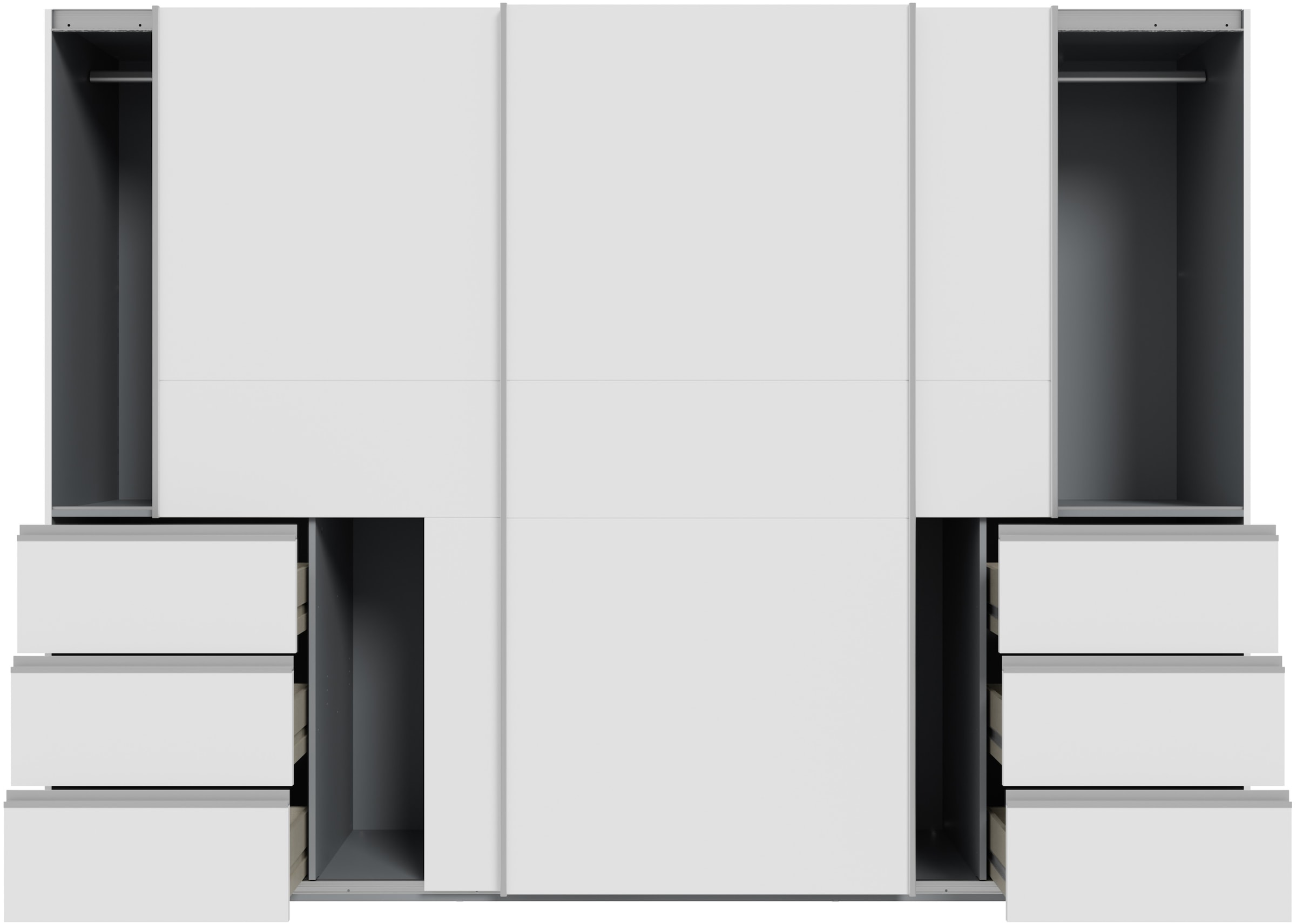 FORTE Schwebetürenschrank, (B/H/T ca. 269,7x200,5x61cm), Schwebetürenschrank, Stauraum, 6 Schubkästen, erhältlich in 2 Dekoren