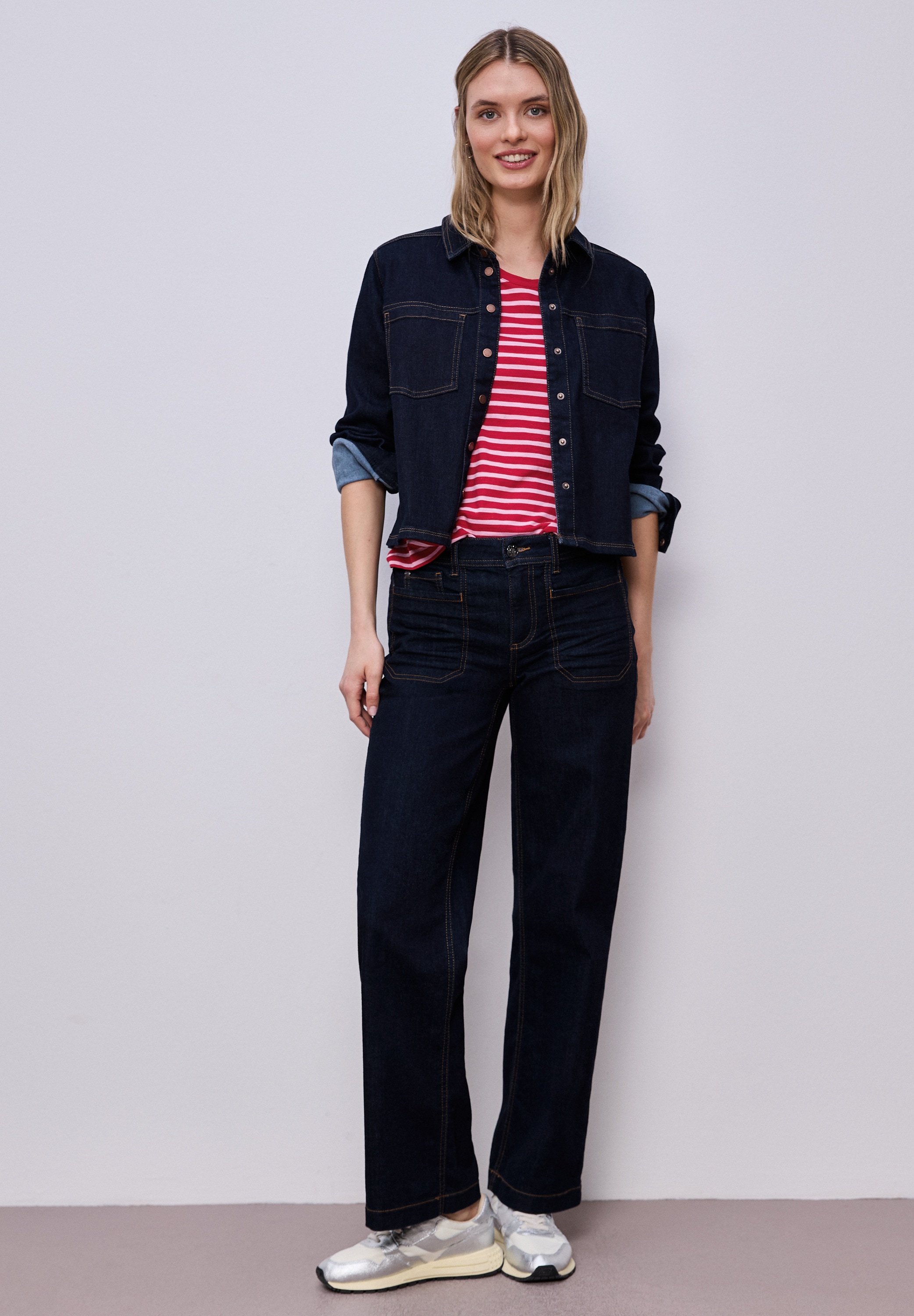 STREET ONE Kurzarmshirt »Style Gerda« im Streifen-Look und mit Rundhals