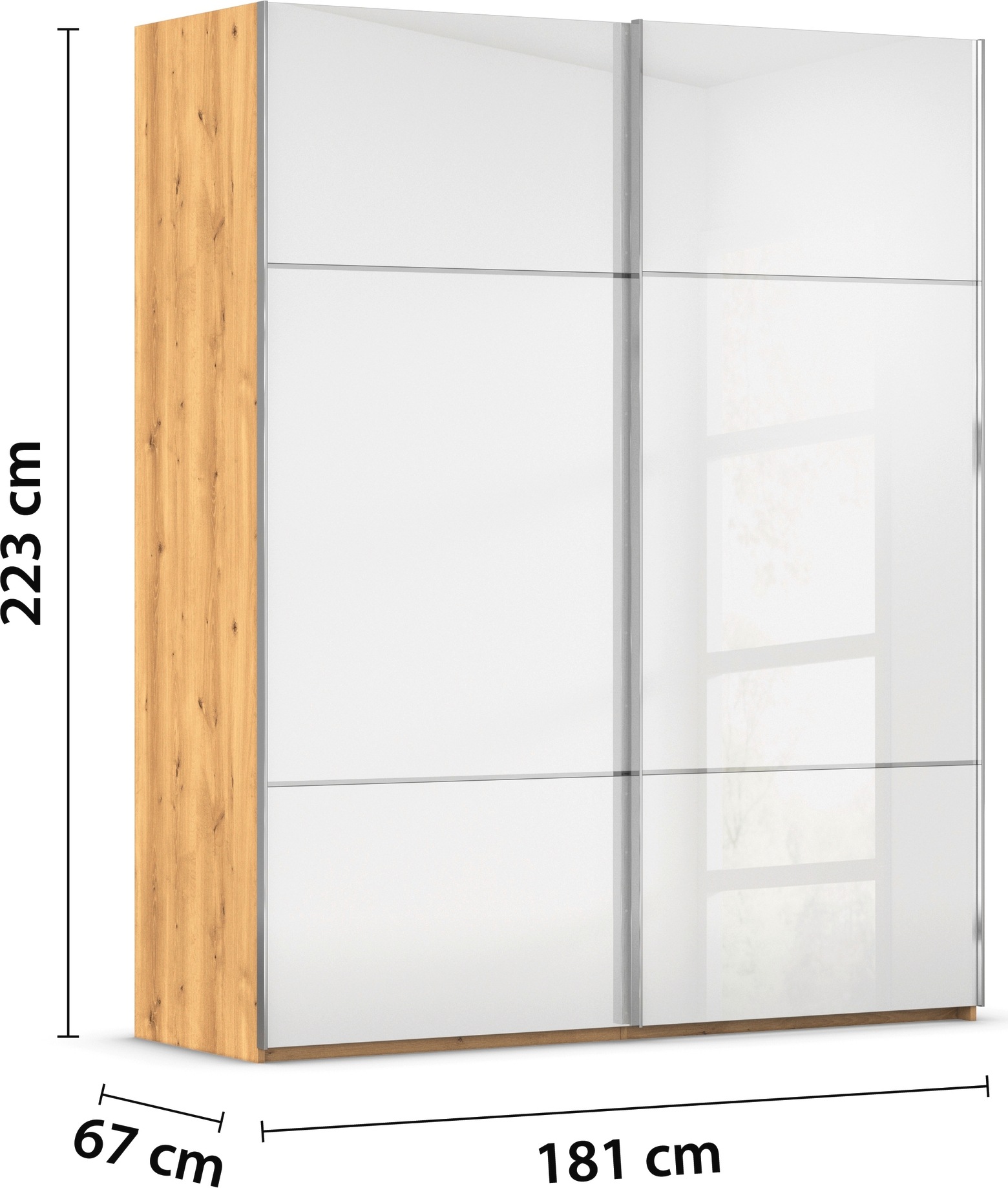rauch Schwebetürenschrank »Kleiderschrank Schrank Garderobe Schlafzimmerschrank SCALE-TRIO« edle dreigeteilte Front mit 2 Zierleisten Glasfront MADE IN GERMANY