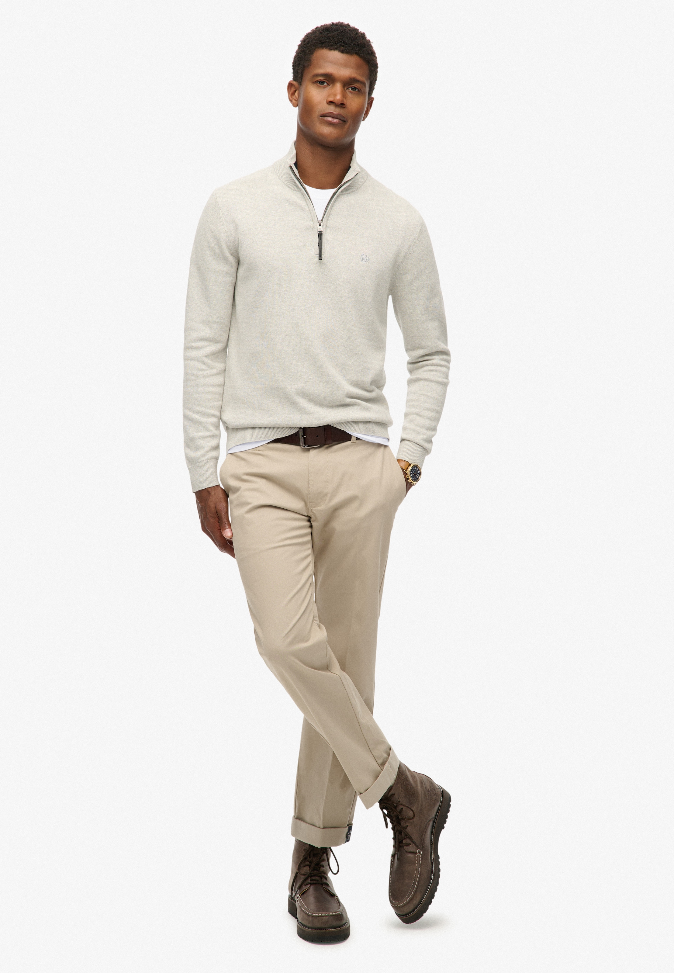 Superdry Troyer »ESSENTIALS COTTON HALF ZIP« aus Baumwolle, Slim Fit, hochschließender Kragen mit Reißverschluss