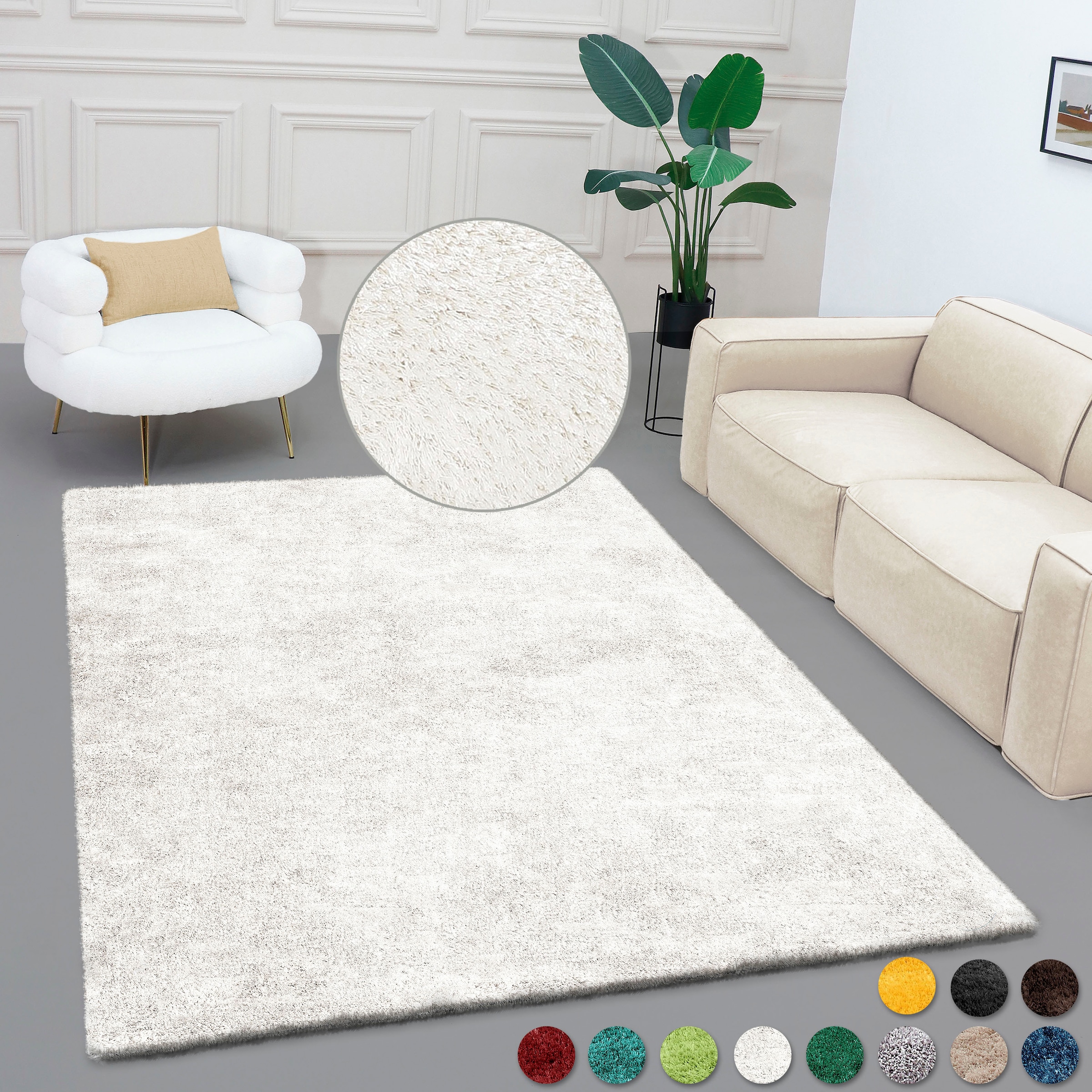Bruno Banani Hochflor-Teppich »Dana«, rechteckig, uni, weich, Mikrofaser Teppiche, Wohnzimmer, Schlafzimmer, Esszimmer