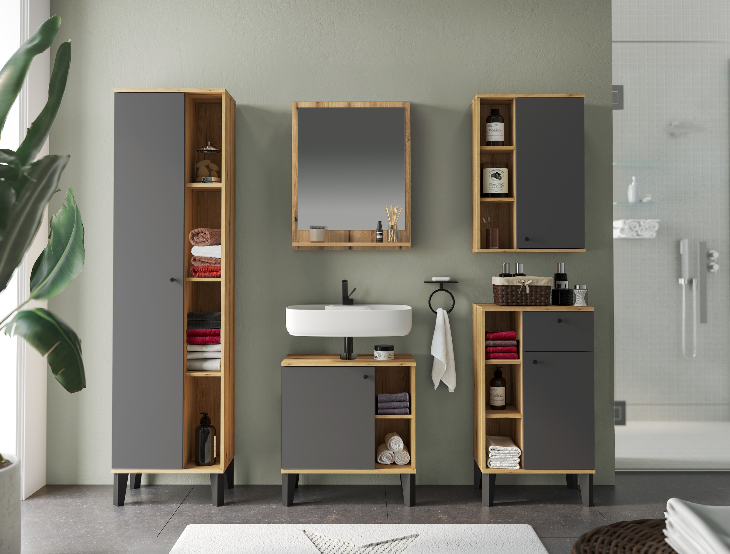 INOSIGN Badmöbel-Set »OSLO, Bad im skandinavischen Design, 5-teiliges Badez günstig online kaufen