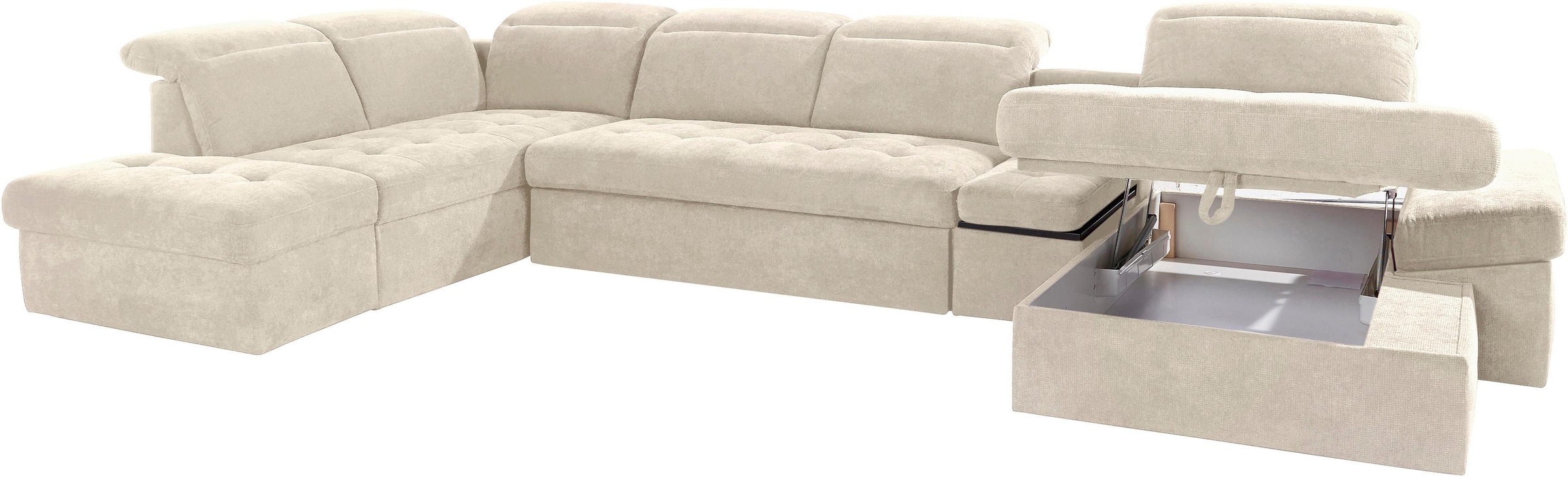 sit&more Wohnlandschaft »Stardust U-Form«, inklusive Kopfteilverstellung, Armlehnenfunktion und Tischelement