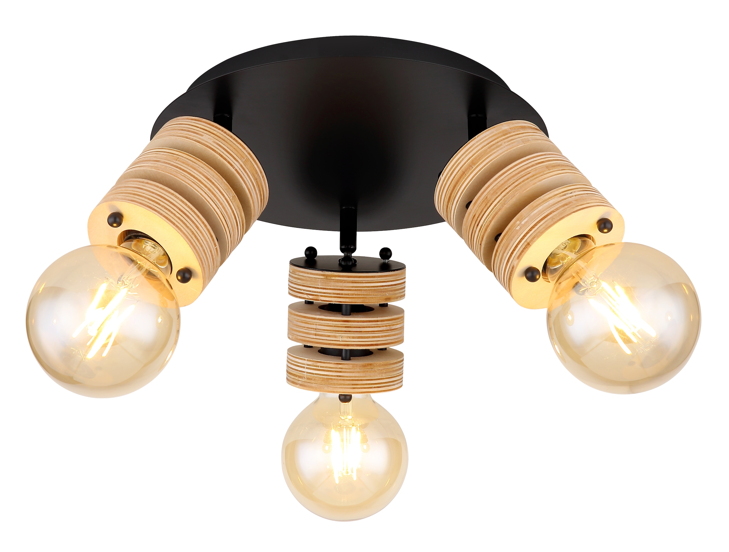 GLOBO LIGHTING Deckenspot »ANGELINE« E27 1 Stk. Strahler schwarz matt, MDF braun, für Innenräume