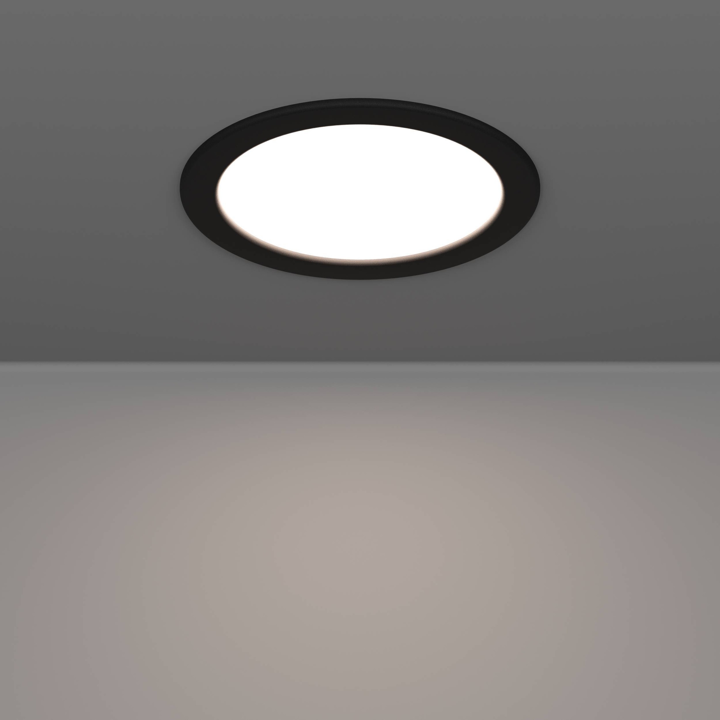 EGLO Einbauleuchte »Fueva 6-Z Deckenlampe, ZigBee, App und Sprachsteuerung, Badlampe, IP44« LED-Modul 1 Stk. Kaltweiß | RGB Einbauleuchte - Ø16,8 x ET40 cm - schwarz - 9,5W inkl.