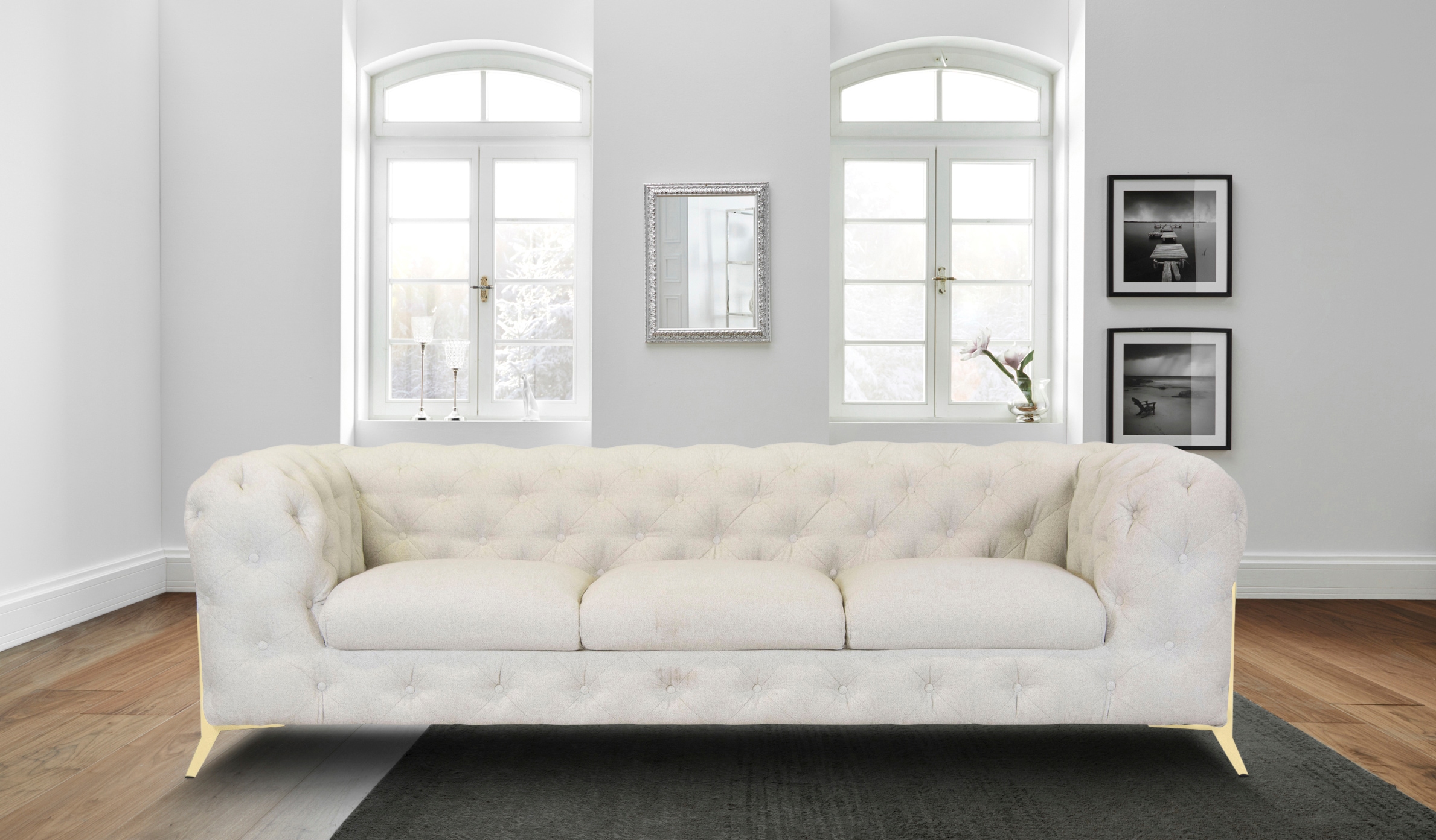 Leonique Chesterfield-Sofa »Amaury«, aufwändige Knopfheftung, moderne Chesterfield Optik, Fußfarbe wählbar