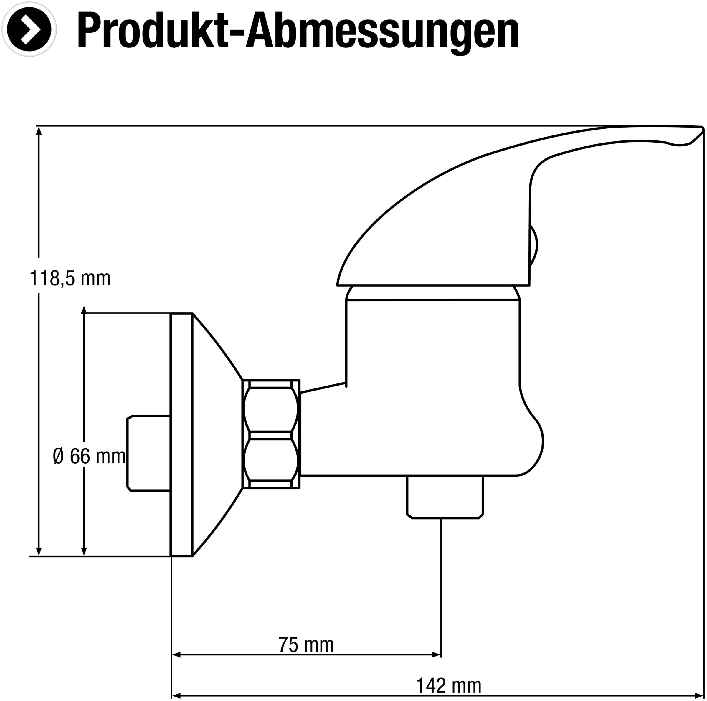 CORNAT Duscharmatur »"Mateo" Hochwertiger Messingkörper - verchromt - 1/2 Zoll Brauseabgang«, Einhebelmischer zur Aufputzmontage / Brausebatterie / Duscharmatur