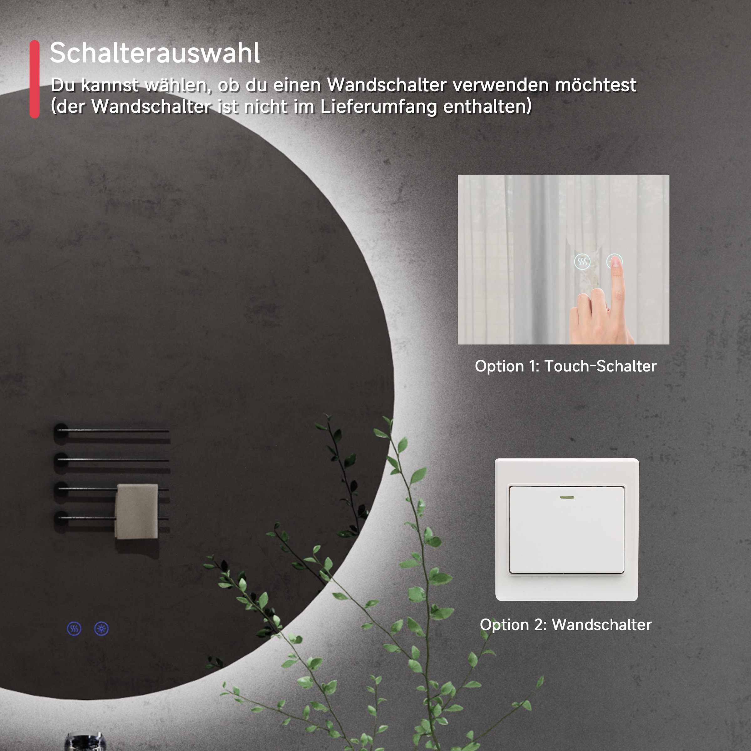 welltime LED-Lichtspiegel »Toledo rund, Spiegel mit LED Beleuchtung, Badspiegel« mit Anti-Fog Beschichtung