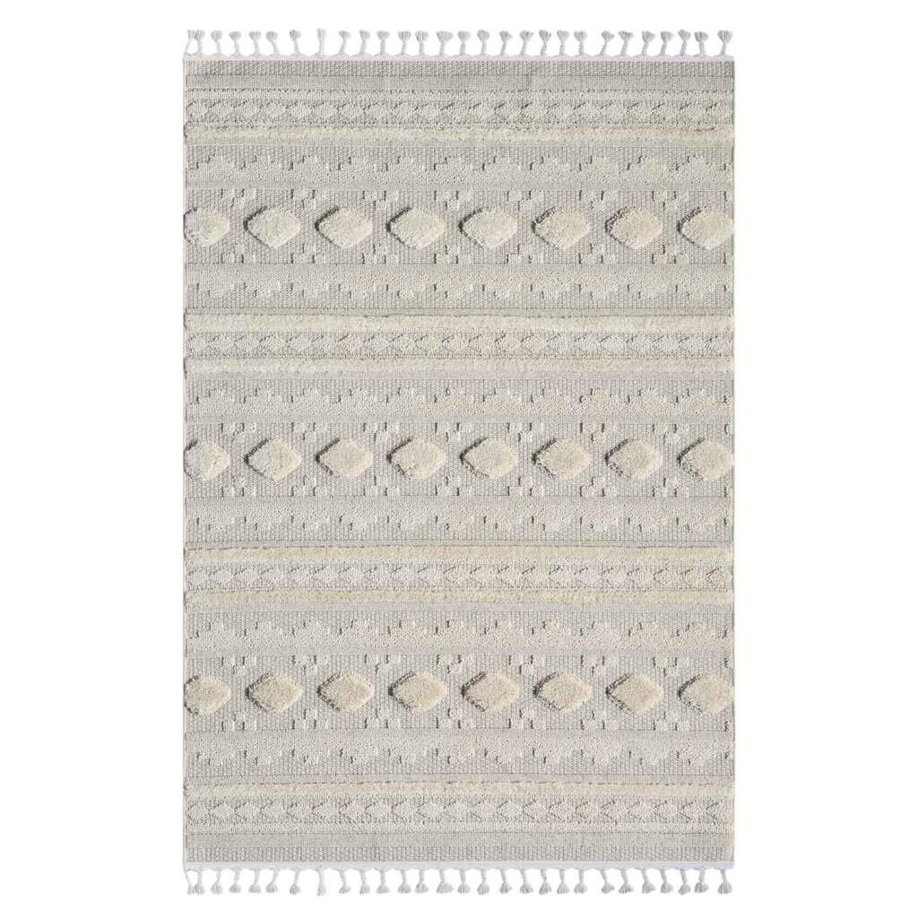 Carpet City Hochflor-Teppich »VALENCIA 930«, rechteckig, 20 mm Höhe, Boho-Stil, Hochtief-Muster/ 3D-Effekt, mit Fransen
