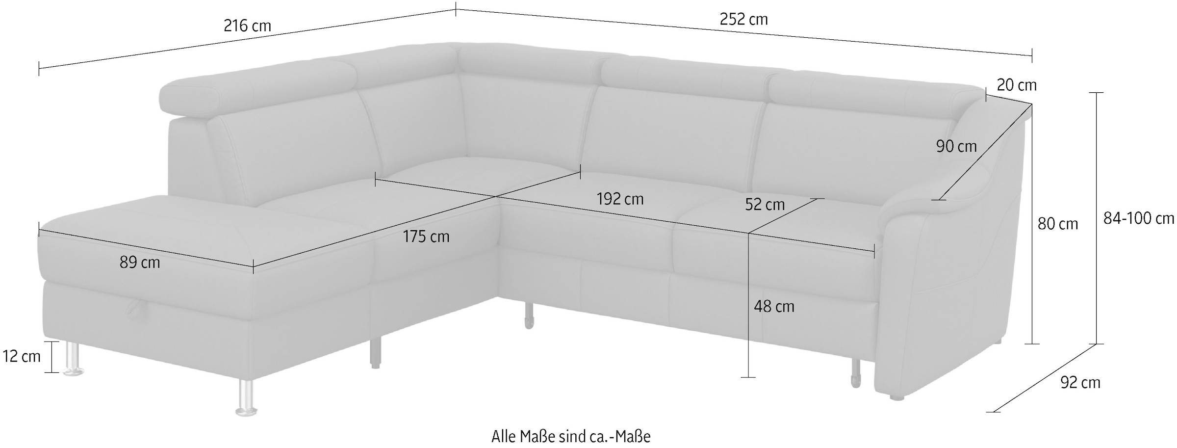 sit&more Ecksofa »Freetown L-Form«, inklusive Kopfteilverstellung und komfortablem Federkern