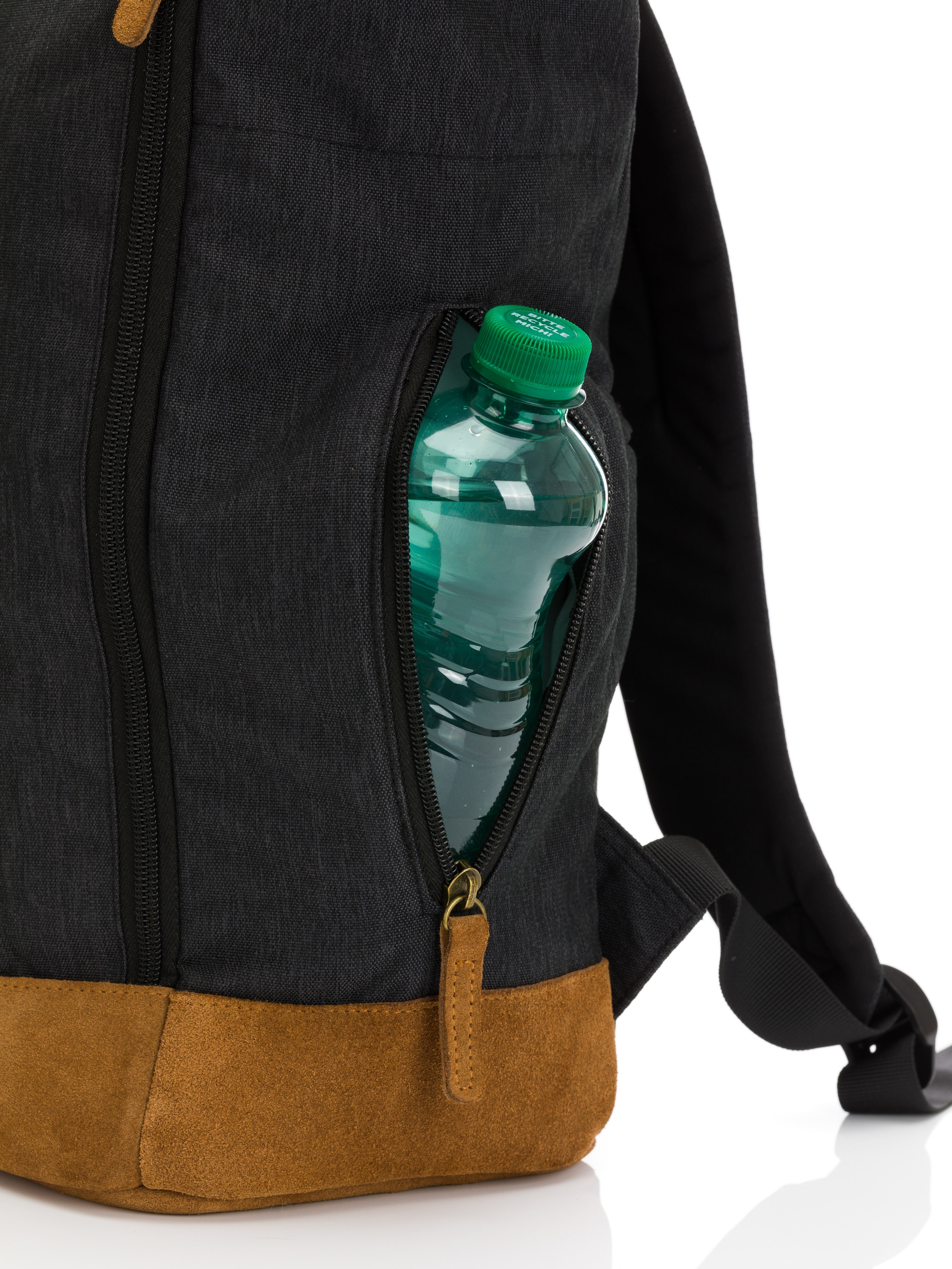 Fillikid Wickelrucksack »Rolltop Berlin, schwarz melange«, Reflektoren, inkl. Wickeltunterlage