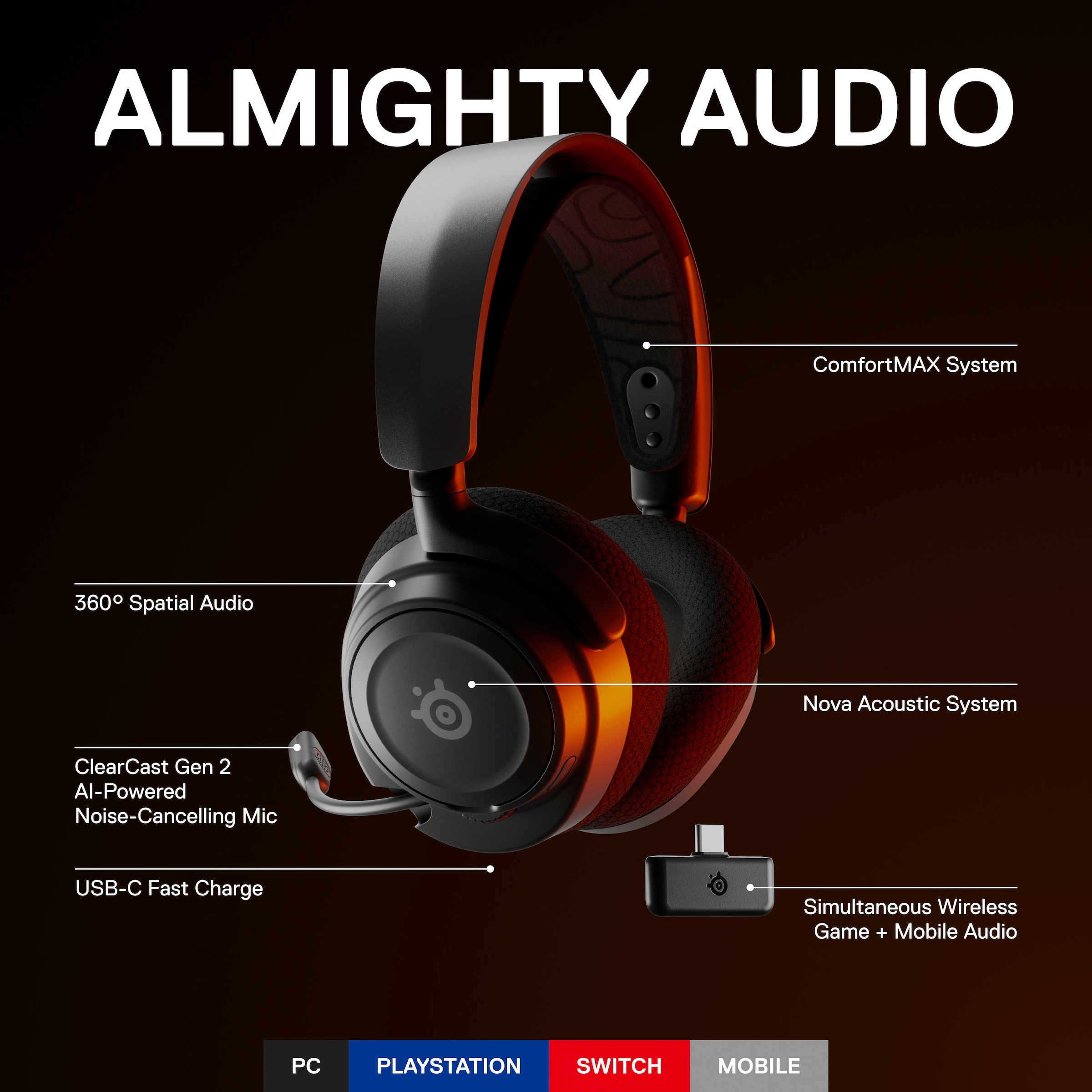 SteelSeries Gaming-Headset »Arctis Nova 7«, Bluetooth-Wireless, Noise-Cancelling