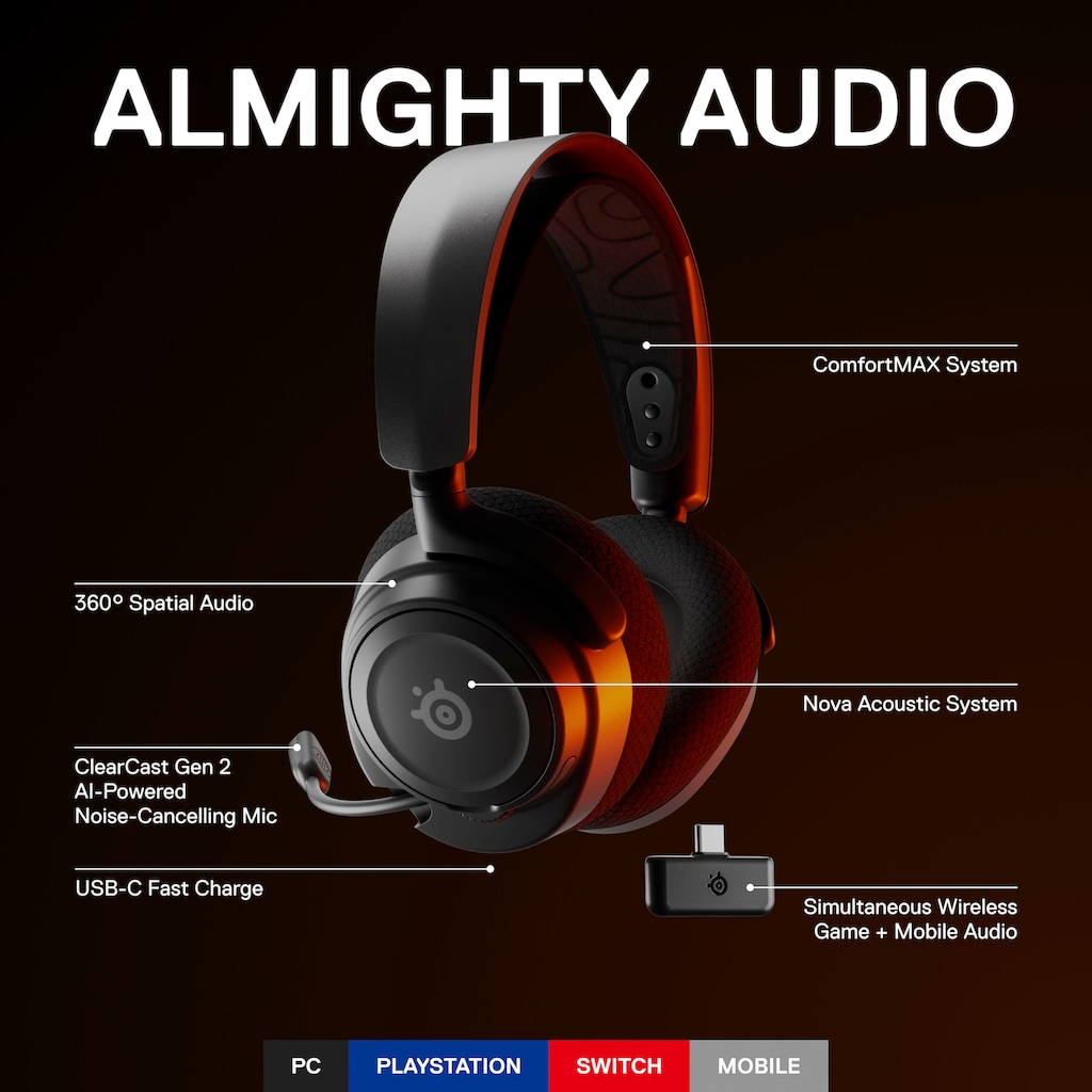 SteelSeries Gaming-Headset »Arctis Nova 7«, Bluetooth-Wireless, Noise-Cancelling