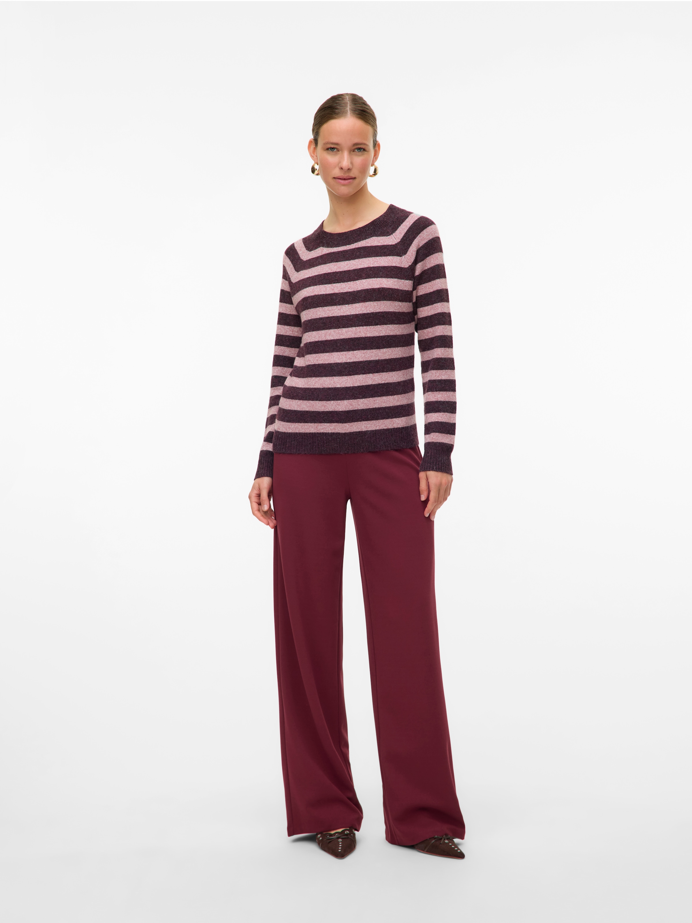 Vero Moda Rundhalspullover »VMDOFFY LS O-NECK BLOUSE GA NOOS« Materialmix, regular fit