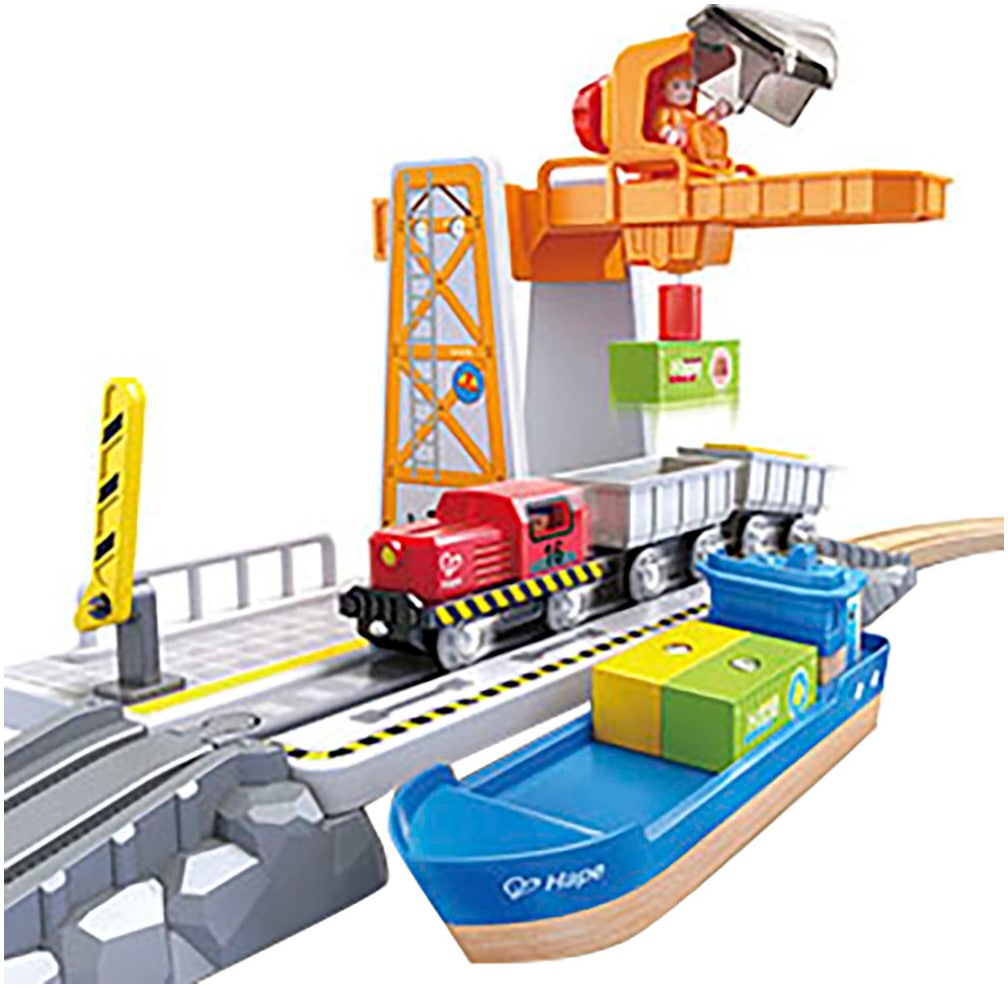 Hape Spielzeug-Eisenbahn »Bahn- und Seefracht Set«, mit Licht- und Soundeffekten