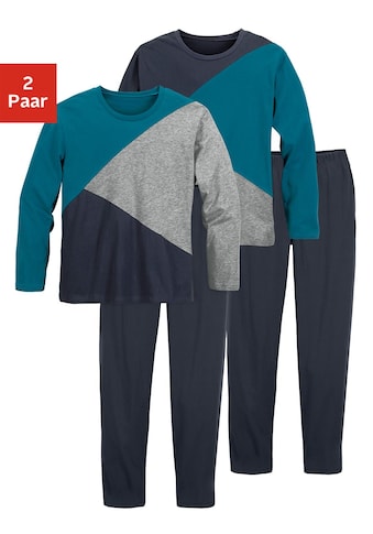 le jogger® Pyjama, (Packung, 2 Stück), für Jungs im Colourblock-Design kaufen