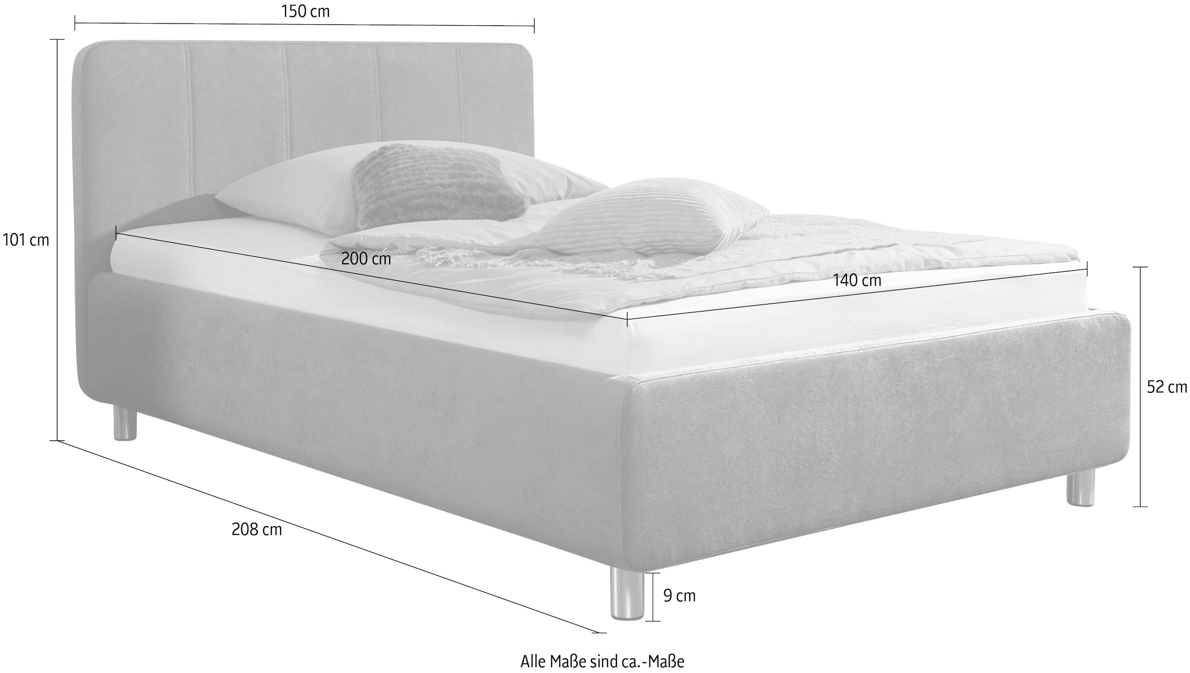 Maintal Polsterbett »Wiesenblick, in Samt &Struktur erhältlich« mit Bettkasten, wahlweise in H2,H3 oder H4