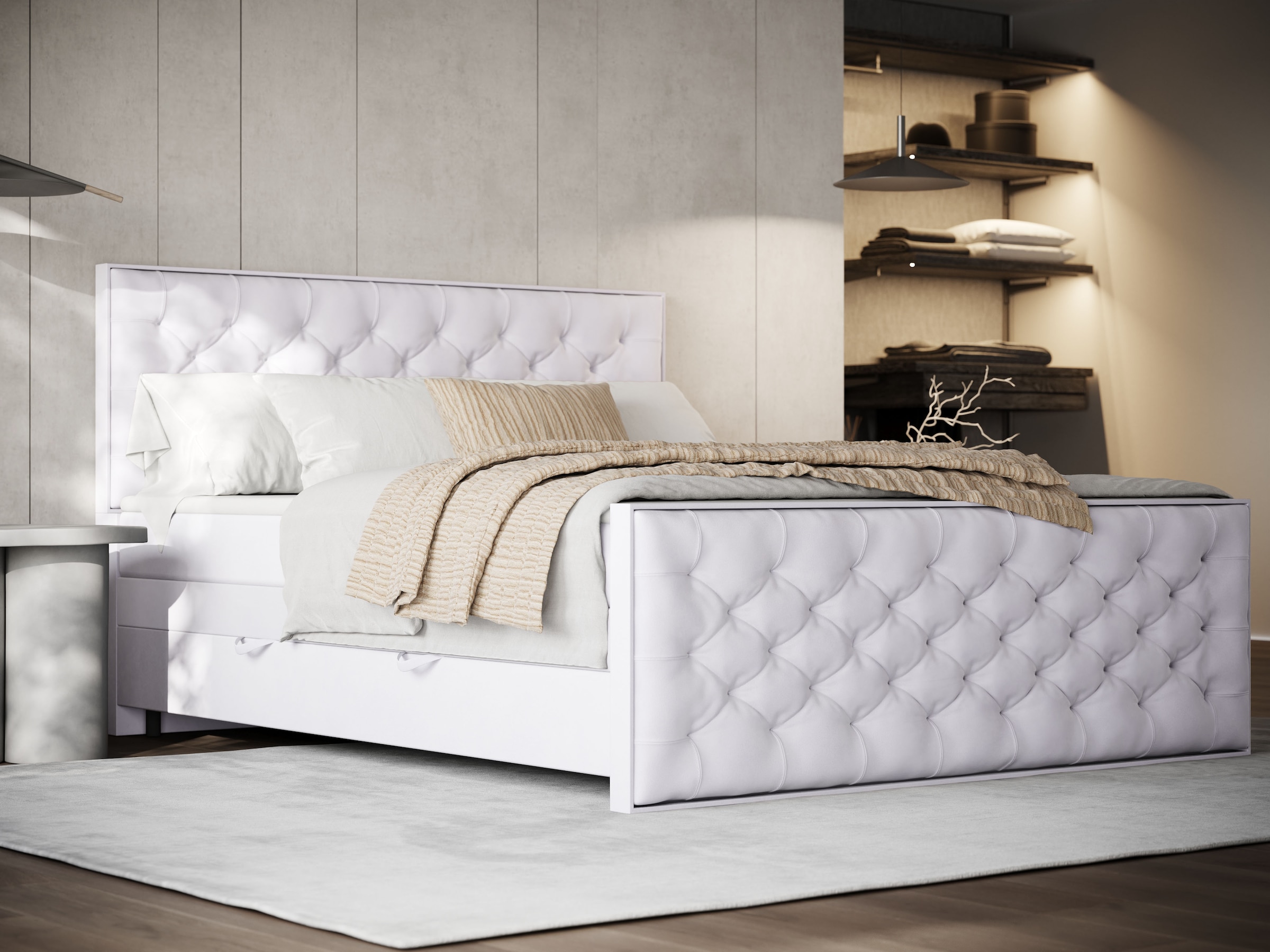 FORTE Boxspringbett »Lanciano Max inkl. zwei Bettkästen und Kaltschaum Topper« und einer 7-Zonen-Tonnentaschenfederkernmatratze H2/H3