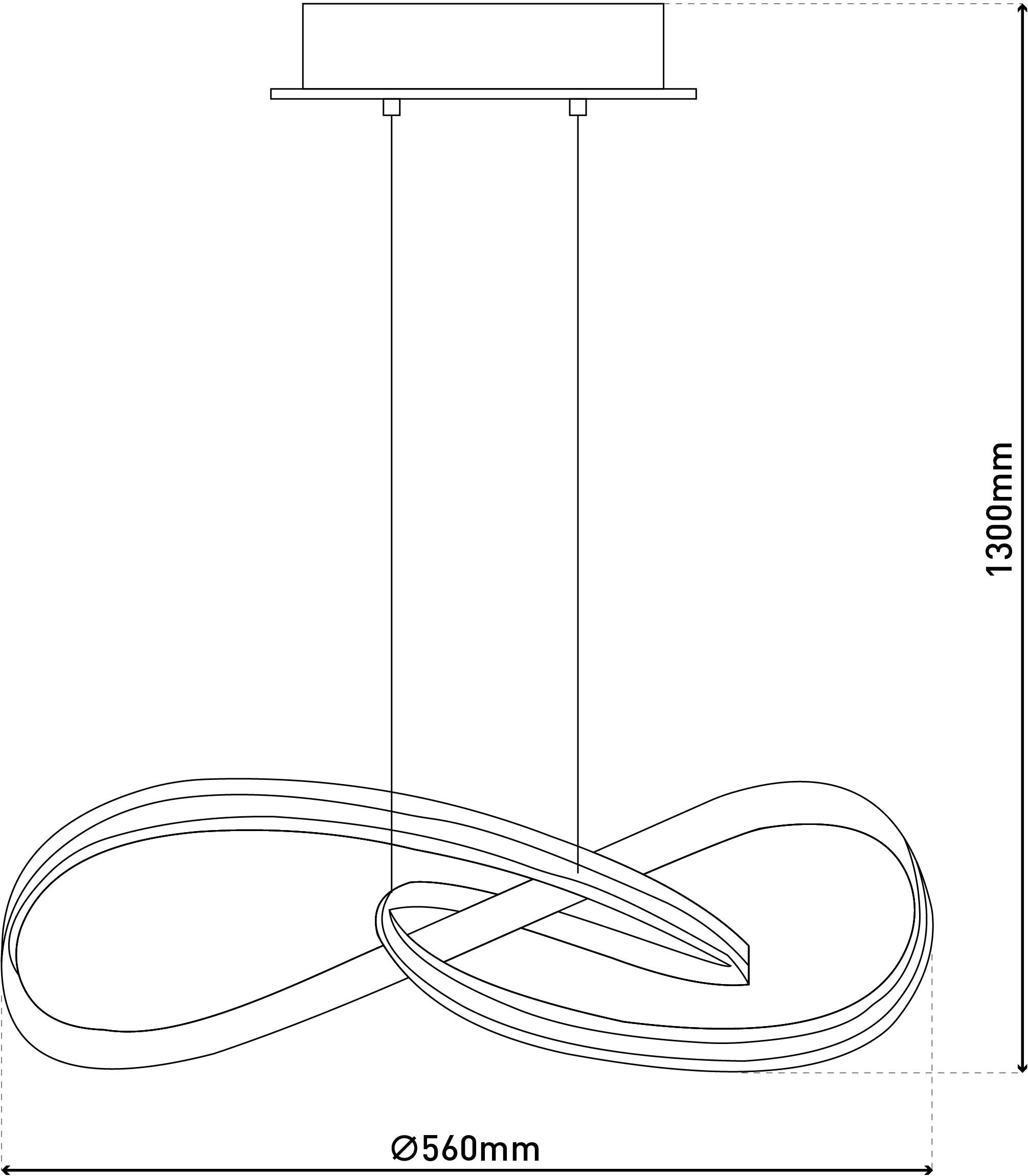 näve LED Pendelleuchte »Odrive«, 1 flammig, Leuchtmittel LED-Modul | LED fest integriert, dimmbar, schleifenähnlich geschwungene Leuchtstreifen, weiß, H: 130cm