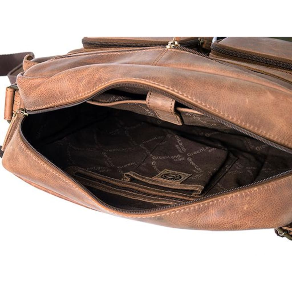 GreenLand Nature Messenger Bag »Montenegro«, aus echtem Leder mit praktischen Vortaschen