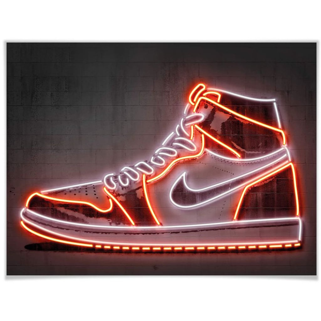 Wall-Art Poster »Mielu Nike Schuh Neon Sneaker«, Schuh, (1 St.), Poster, Wandbild, Bild, Wandposter