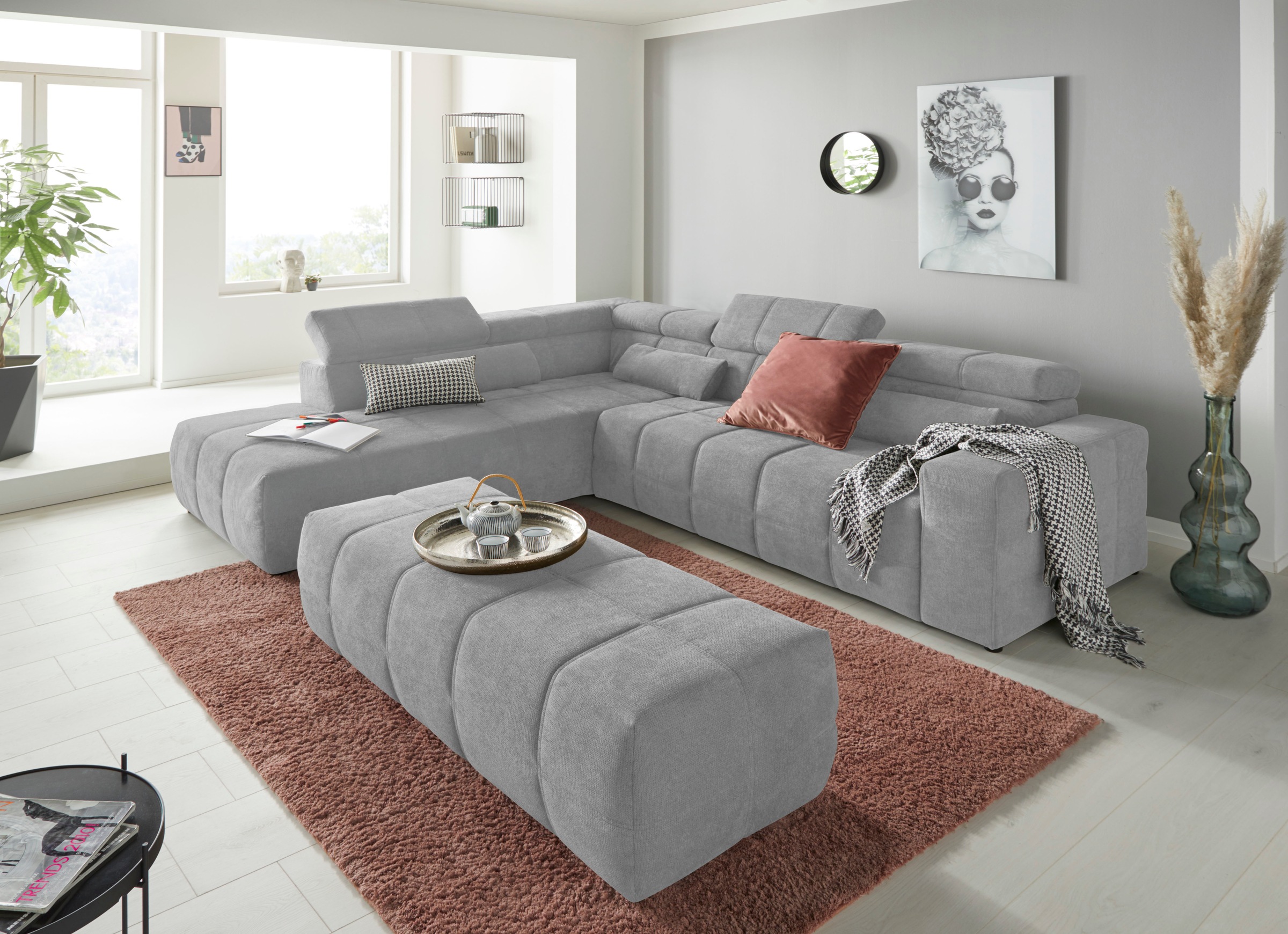 DOMO collection Ecksofa »Brandon L-Form, auch in Leder« inklusive Kopfteilv günstig online kaufen