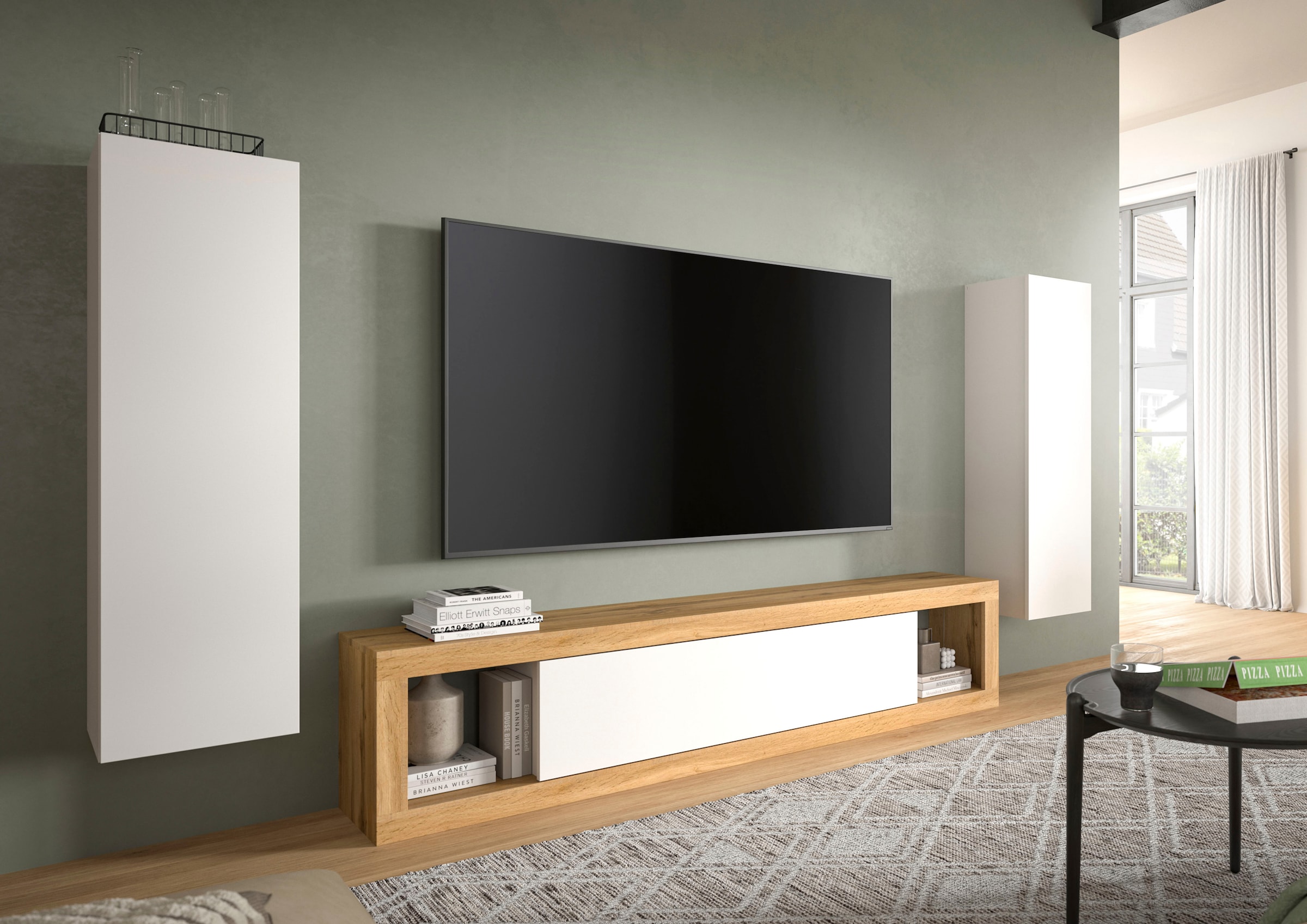 INOSIGN Mehrzweckschrank »Trinity, 2er Set, Höhe 110cm, hängend, grifflos/Frontüberstand«, (2 St.), Wandschrank, Stauraumschrank, Schrank Set