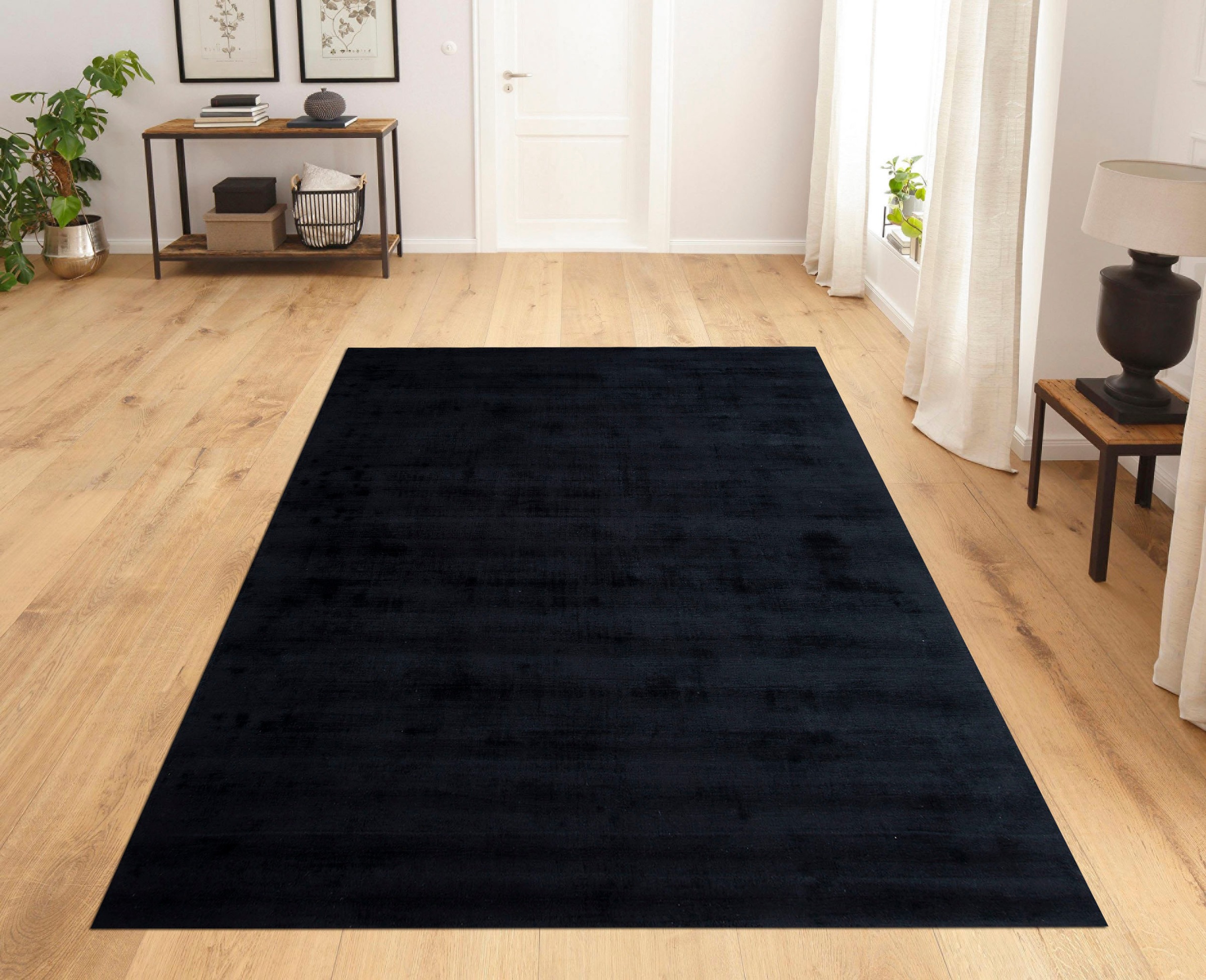 Leonique Teppich »Soley, Kurzflor-Teppiche, handgewebter Viskose-Teppich«, rechteckig, 12 mm Höhe, farblich changierend, Handweb, Wohnzimmer, Schlafzimmer, Esszimmer