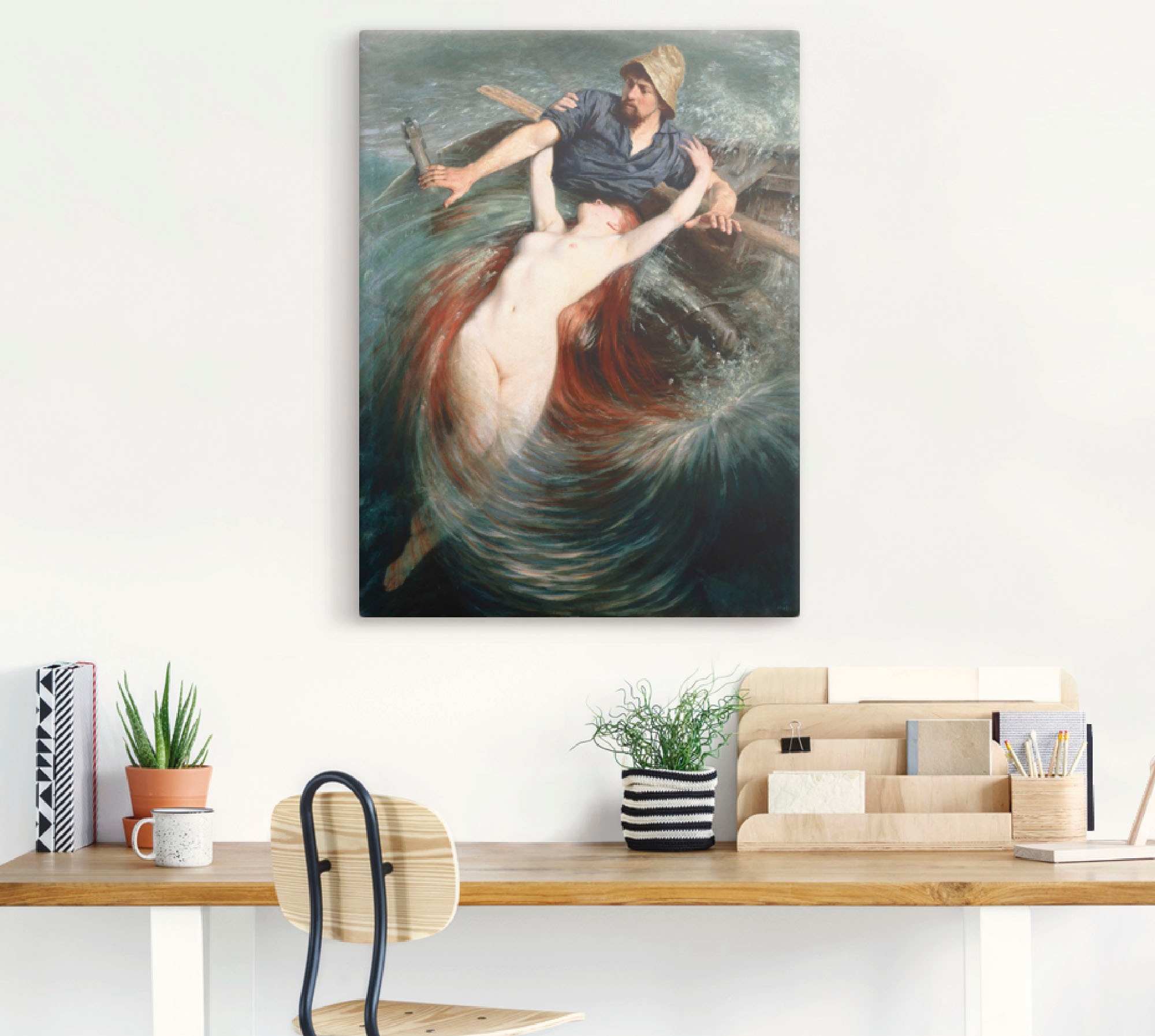 Poster (1 in Leinwandbild, »Ein Fantasie, Artland versch. den Fischer bestellen Fängen auf in oder als einer Raten Sirene.«, klassische Wandaufkleber Wandbild St.), Größen