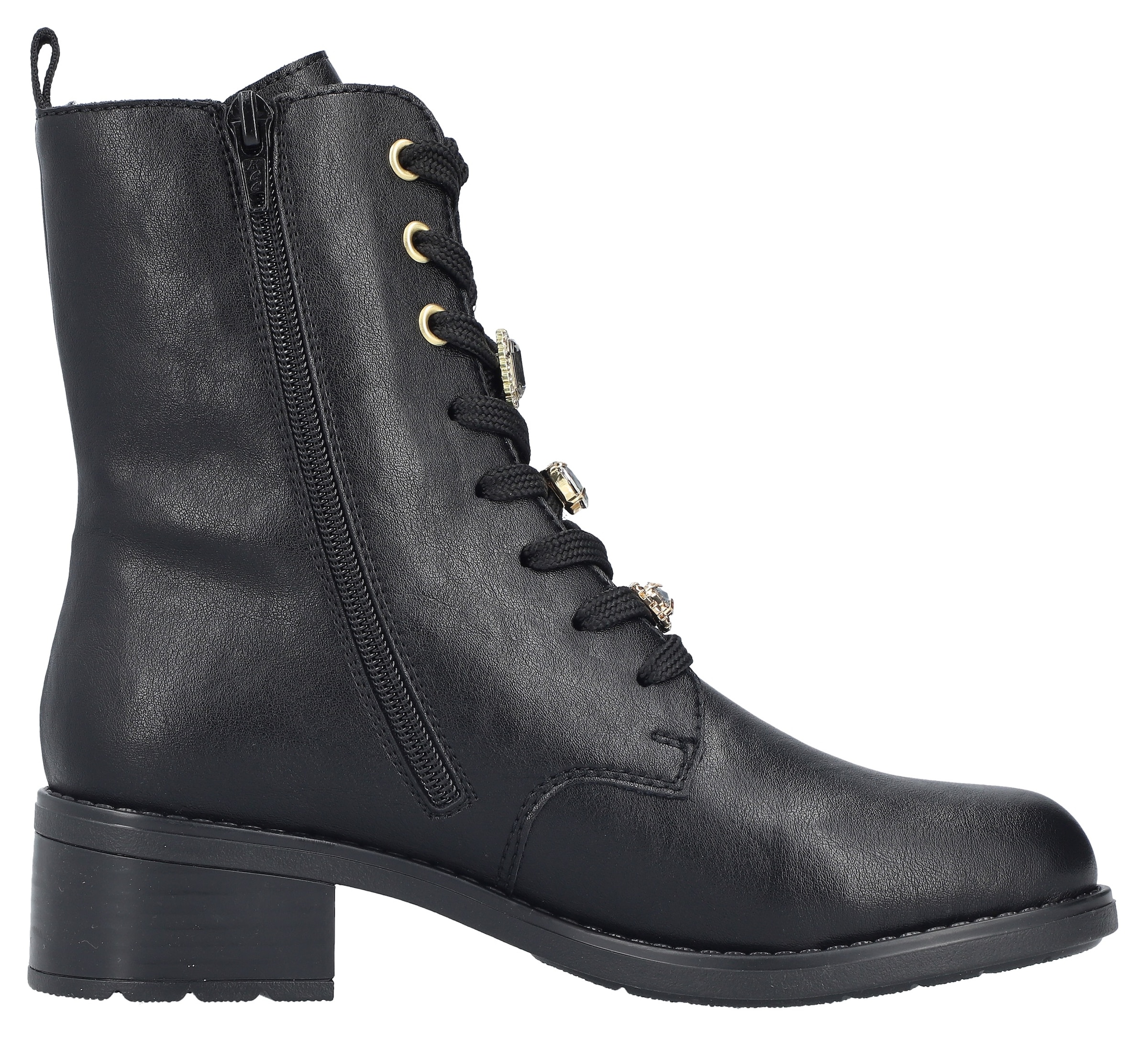 Rieker Winterstiefelette, Schnürstiefelette, Boots, Blockabsatz, mit Schmuckelementen