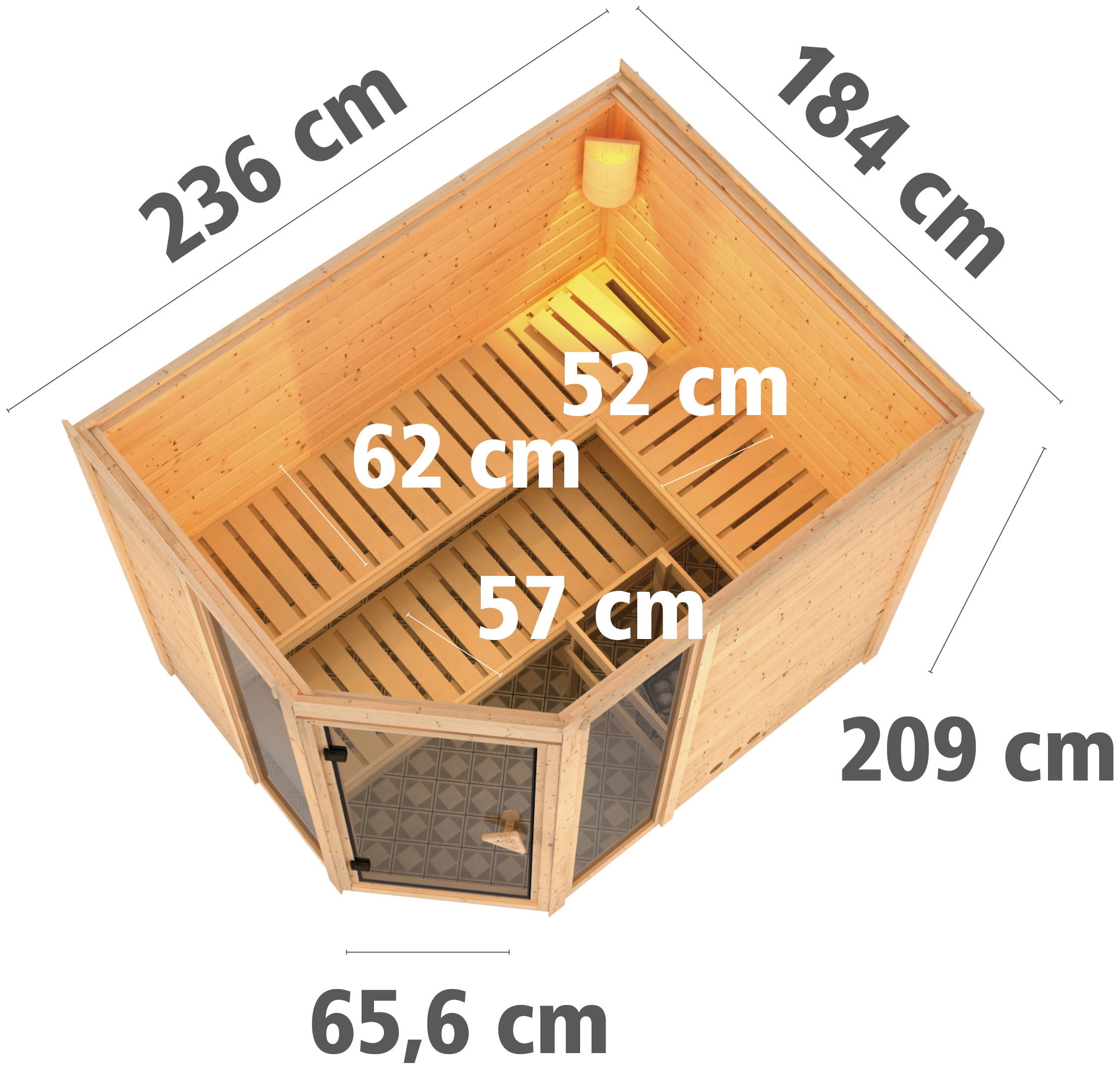 Karibu Sauna »Sina 3«, ohne Ofen