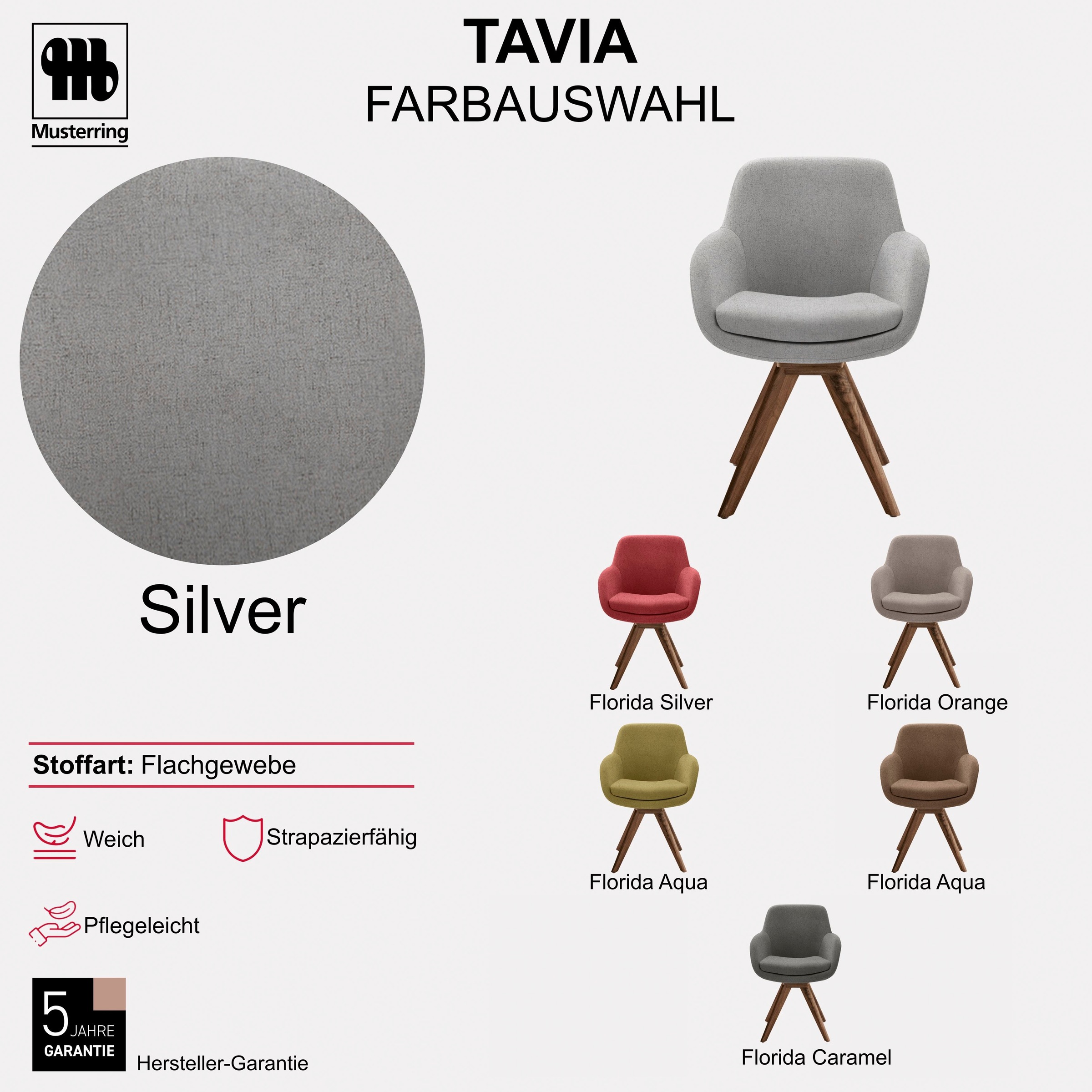 Musterring Esszimmerstuhl »Tavia« (Set) 2 Stk.Stativgestell Wildnussbaum, Drehfunktion optional, diverse Farben