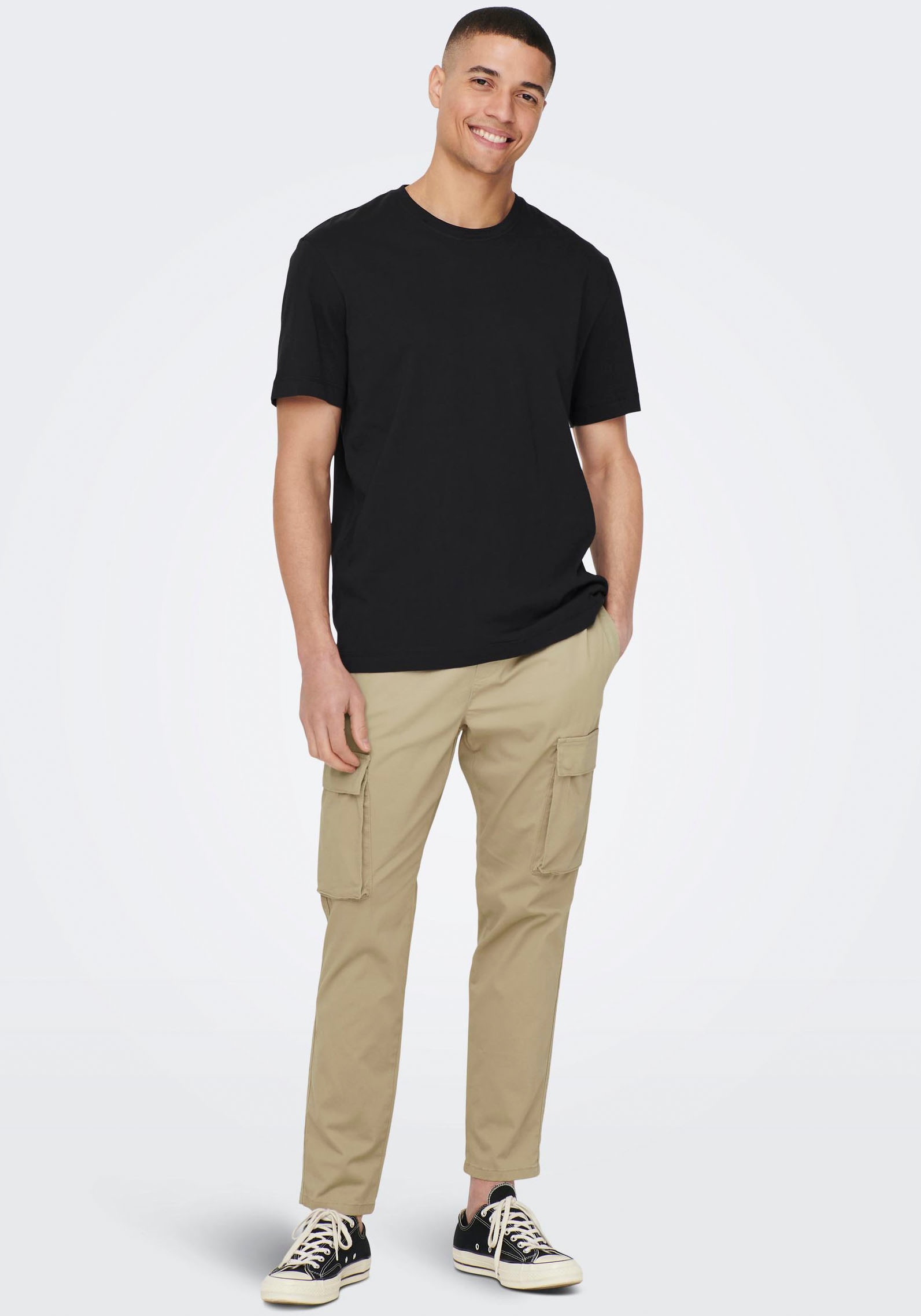 ONLY & SONS Rundhalsshirt »ONSMAX LIFE REG SS STITCH TEE«