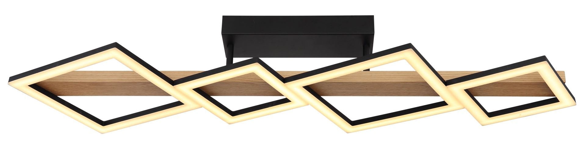 GLOBO LIGHTING LED Deckenleuchte »DUSTIN« LED-Modul 1 Stk. Warmweiß Deckenlampe, Holz, unterschiedliche Quadrate, Wohnbereich