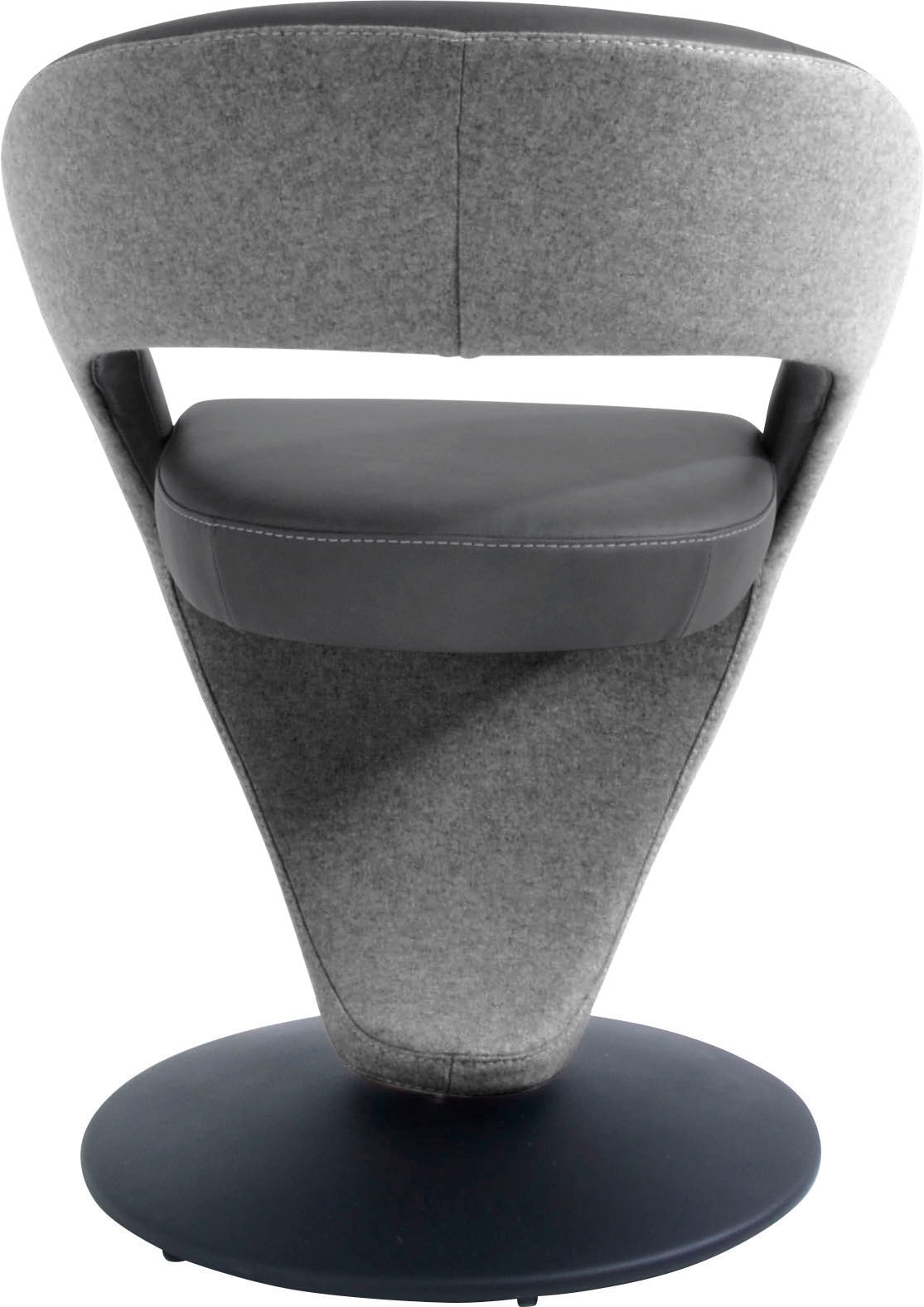 K+W Komfort & Wohnen Drehstuhl »Wave«, Leder CLOUD-Lodenstoff, Design-Drehstuhl, Drehteller in Metall schwarz, Farbkombination